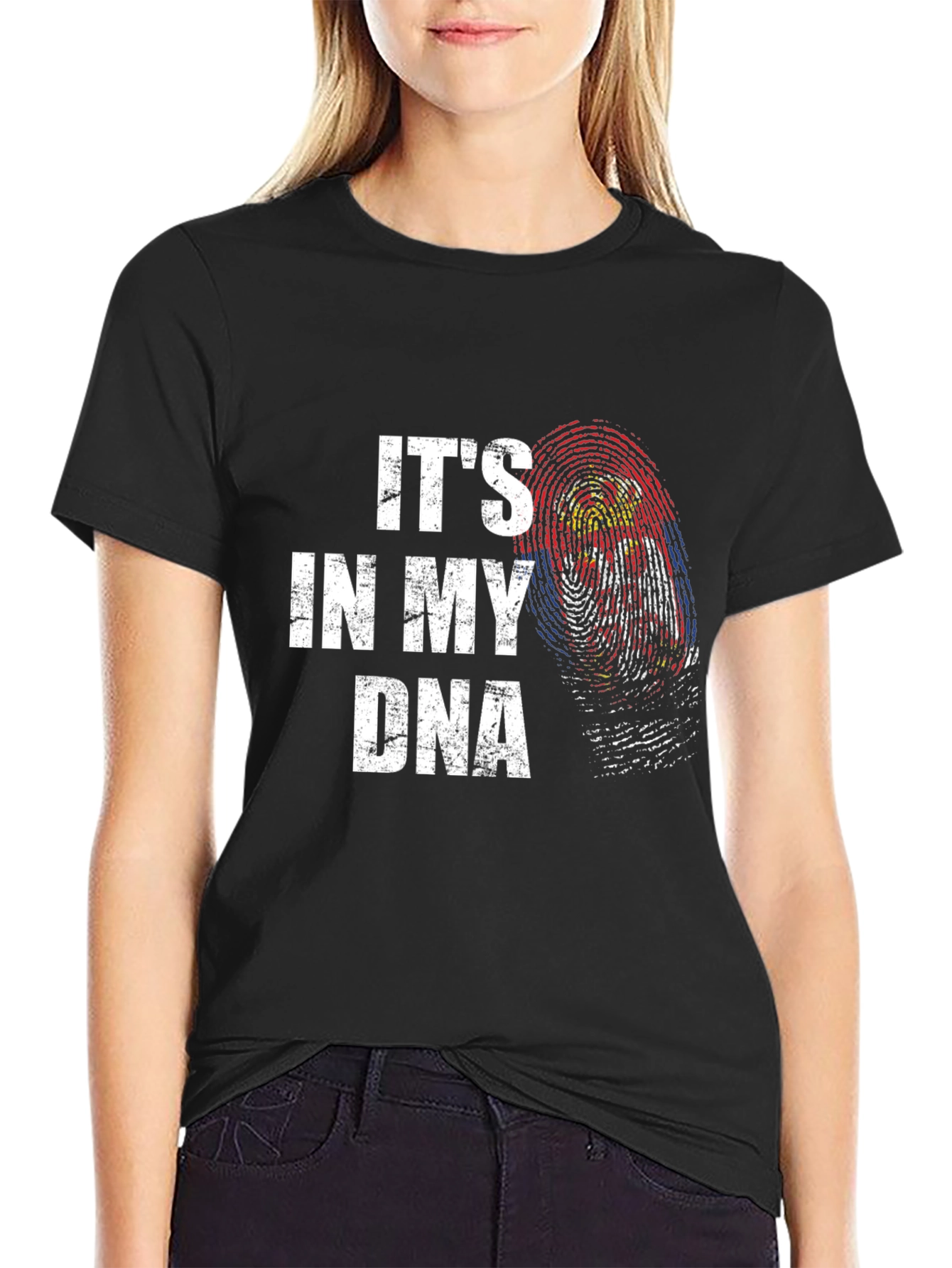 Black It's in My DNA Graphic Tee - Black Cotton T-Shirt view 2