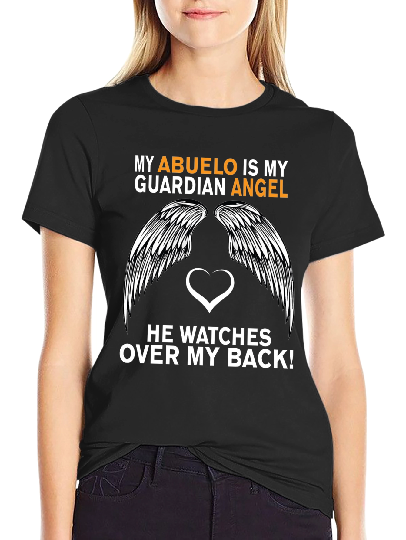 Black My Abuelo is My Guardian Angel T-Shirt view 2