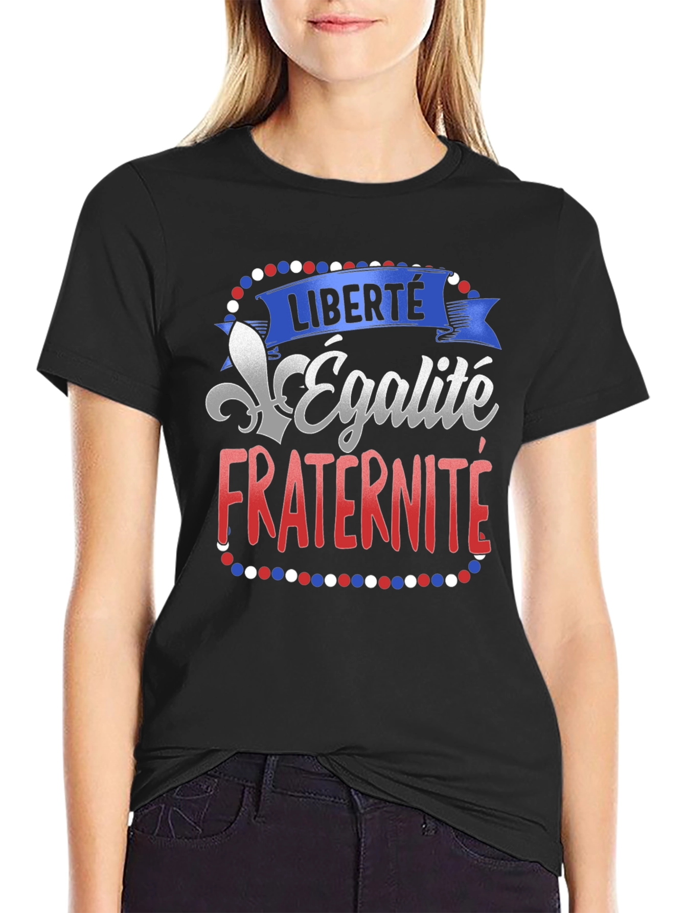 Black French Liberty Equality Fraternity T-Shirt view 2