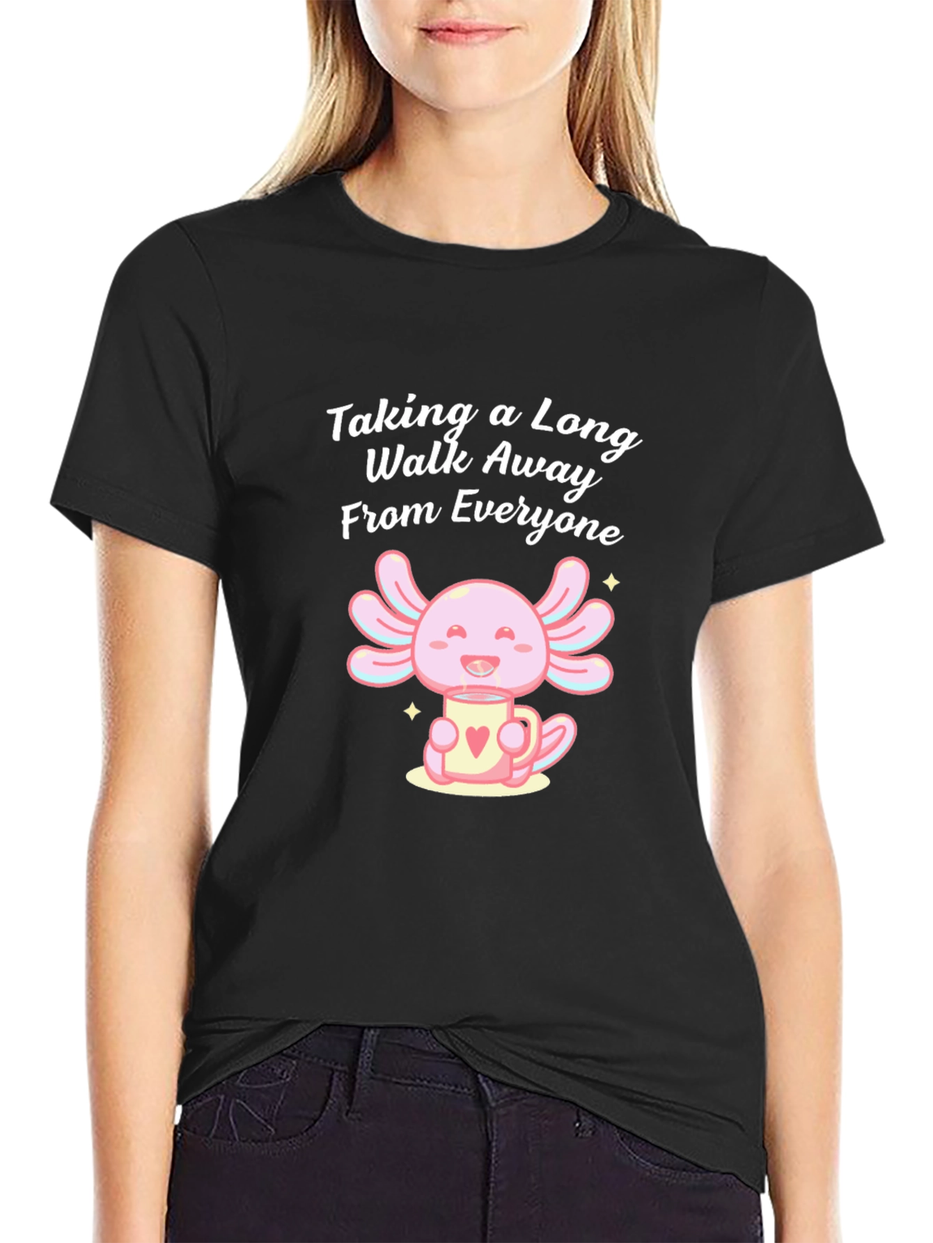 Black Axolotl 'Long Walk' Graphic T-Shirt view 2