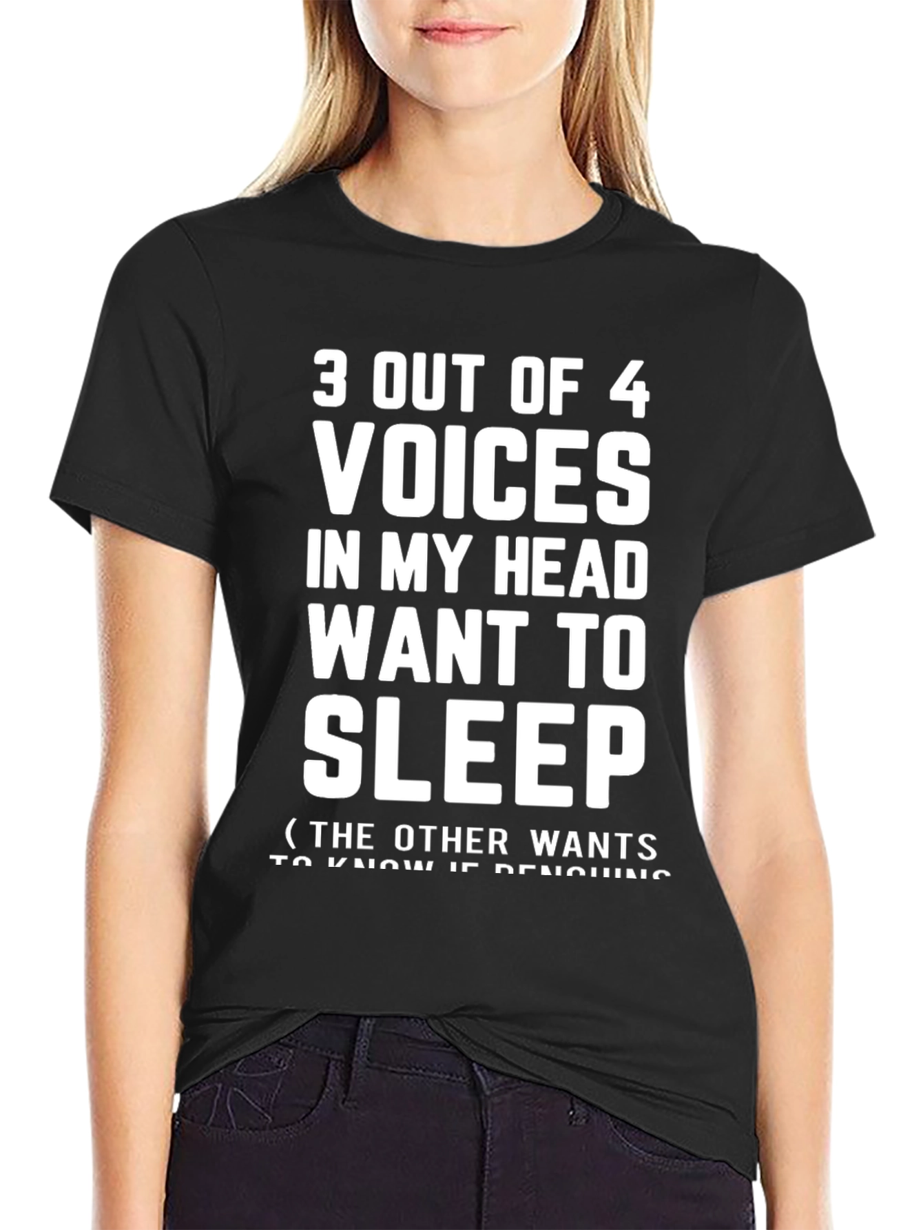 Black 3 Out of 4 Voices in My Head T-Shirt view 2