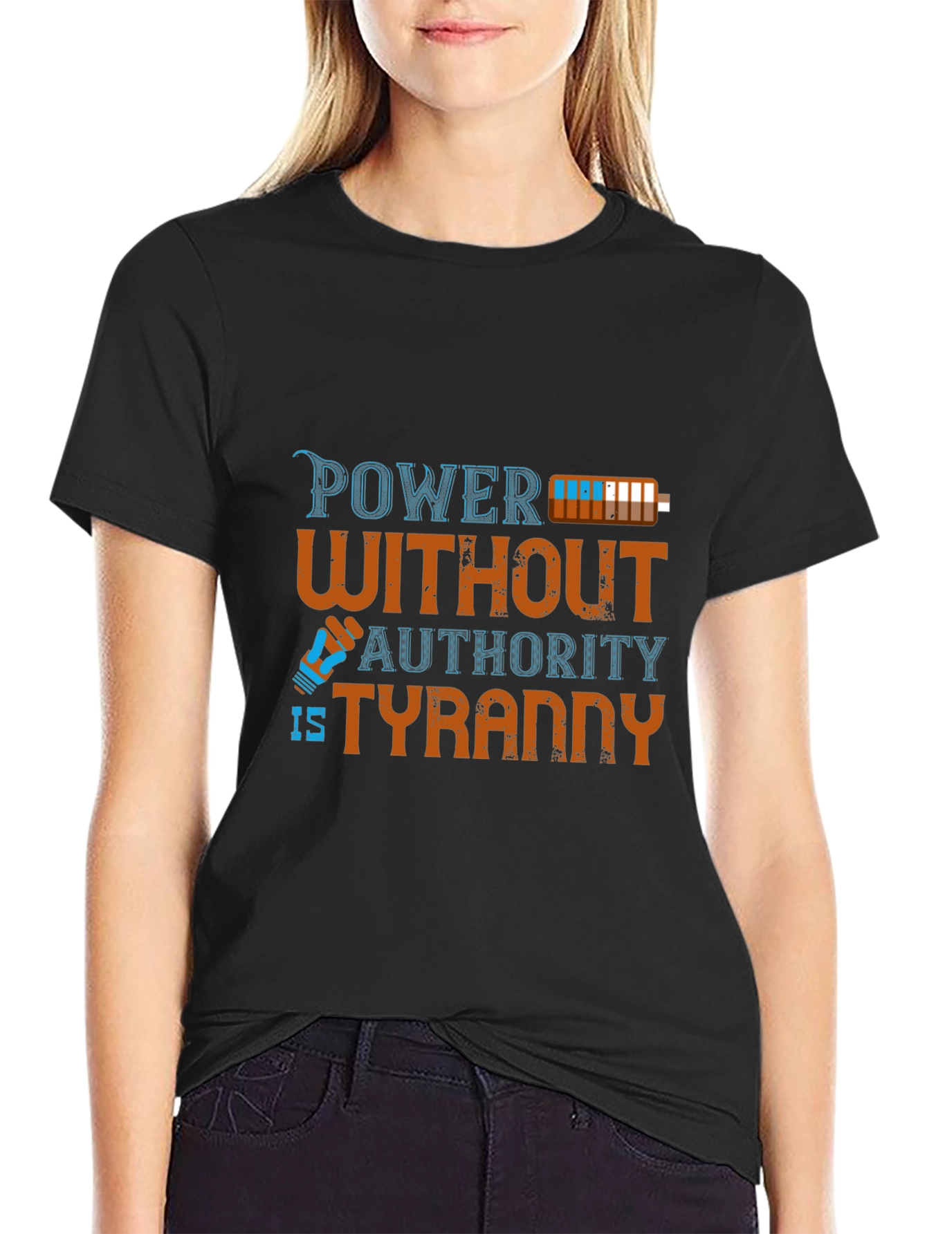 Black Power Without Authority T-Shirt - Tyranny view 2