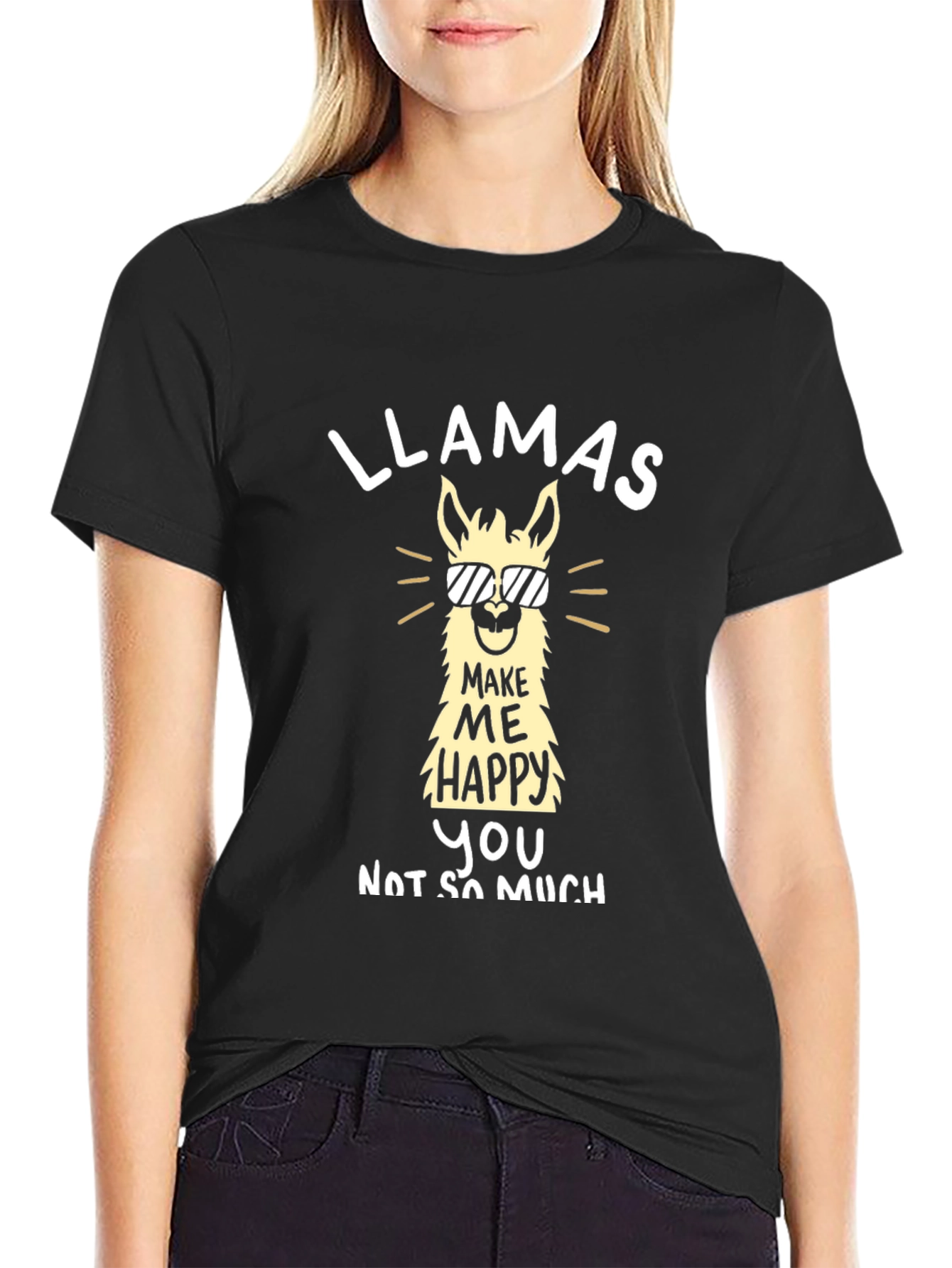 Black Llama Graphic T-Shirt: Make Me Happy Tee view 2
