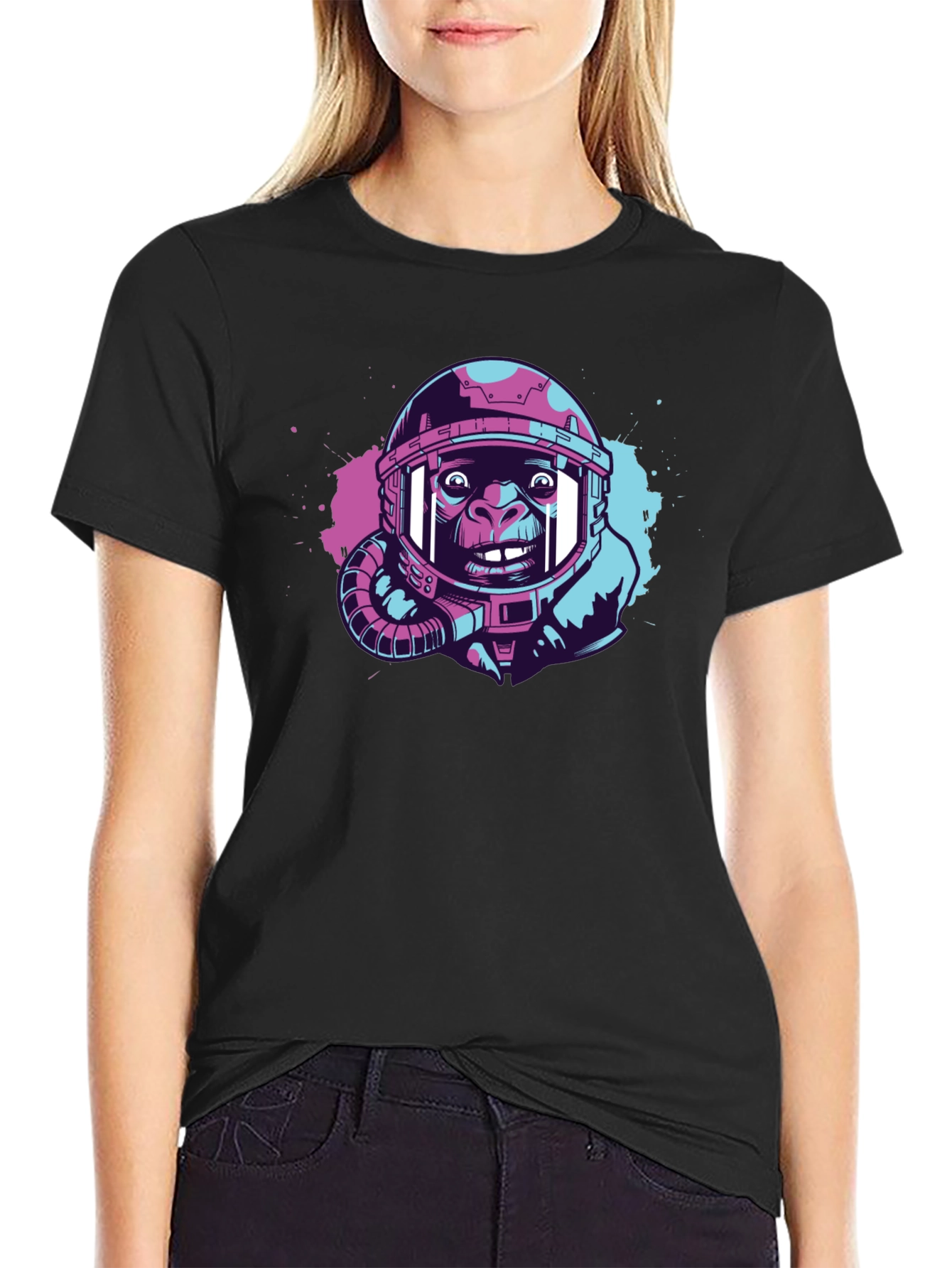 Black Ape Astronaut Graphic T-Shirt - Trendy Space Design view 2