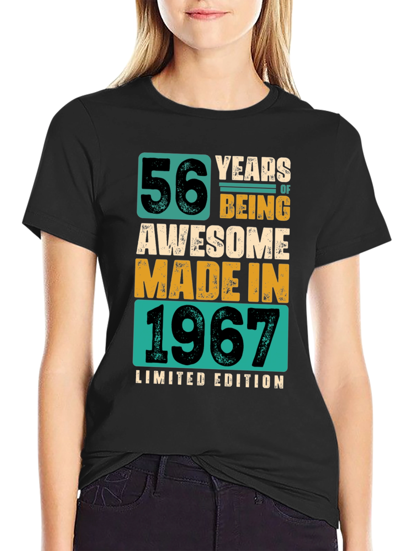Black 56 Years Awesome 1967 Limited Edition Graphic T-Shirt view 2