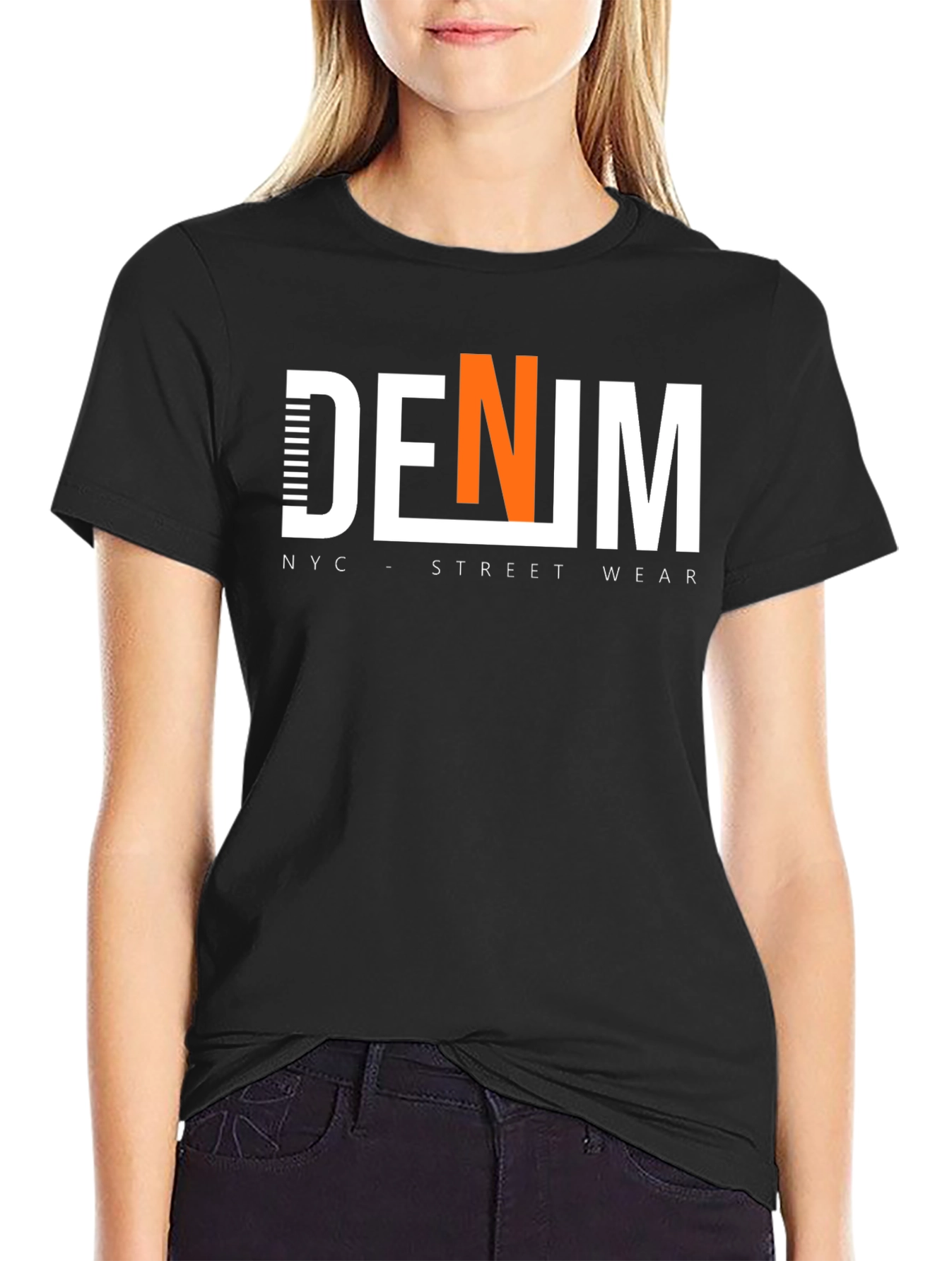 Black DENIM NYC Streetwear Graphic Tee - Black view 2