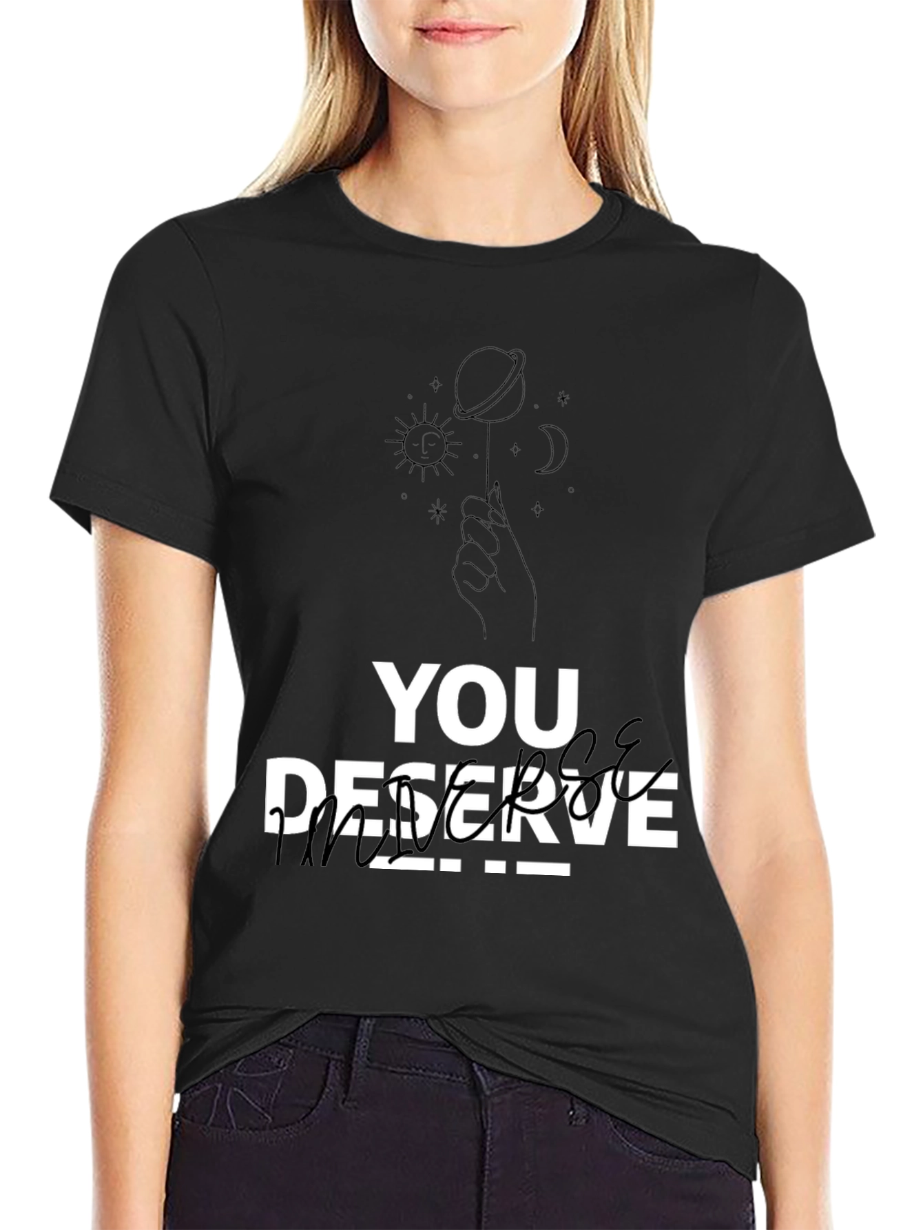 Black You Deserve Peace T-Shirt - Black Graphic Tee view 2