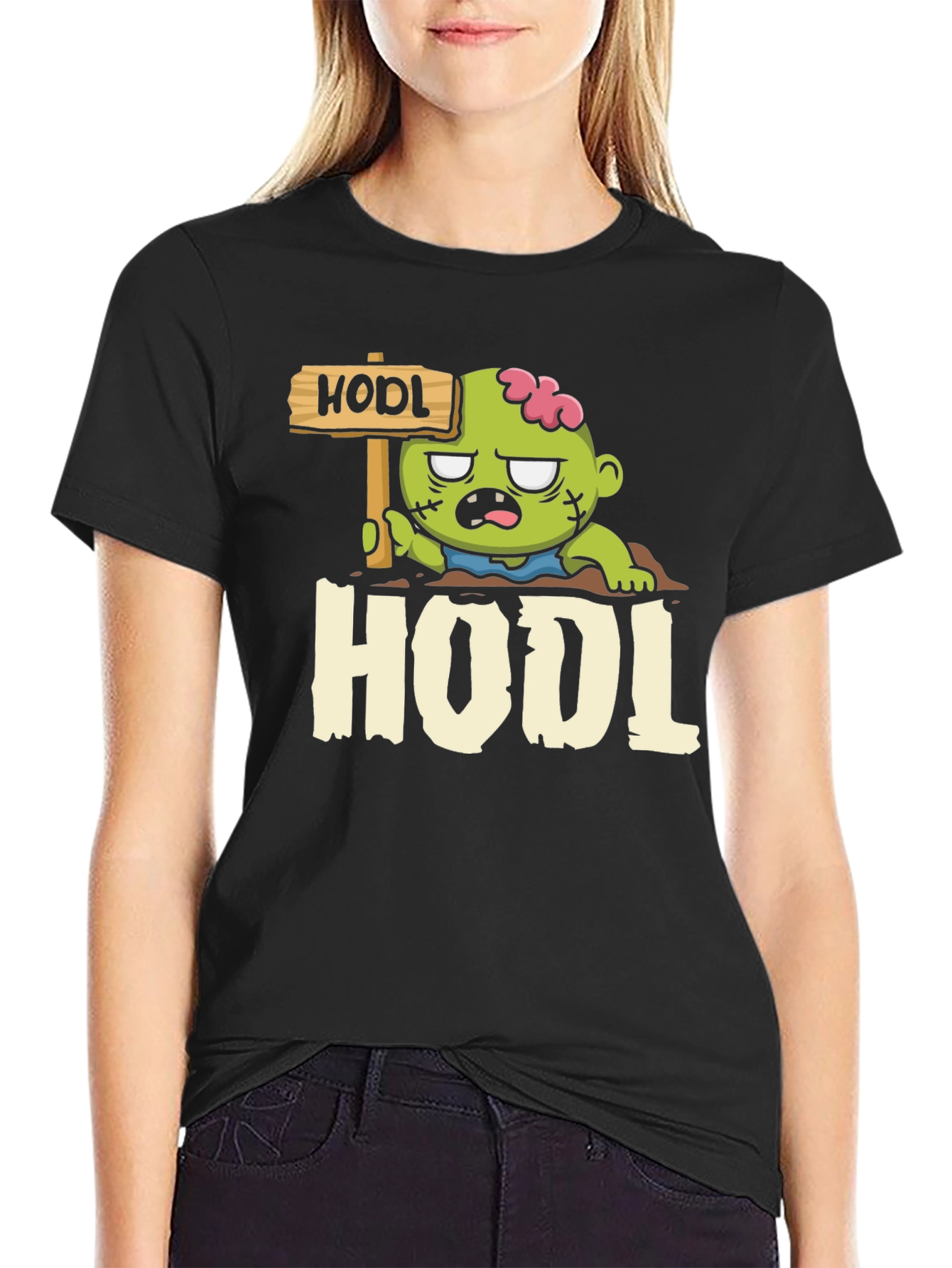 Black Zombie HODL T-Shirt - Crypto Investor Apparel view 2