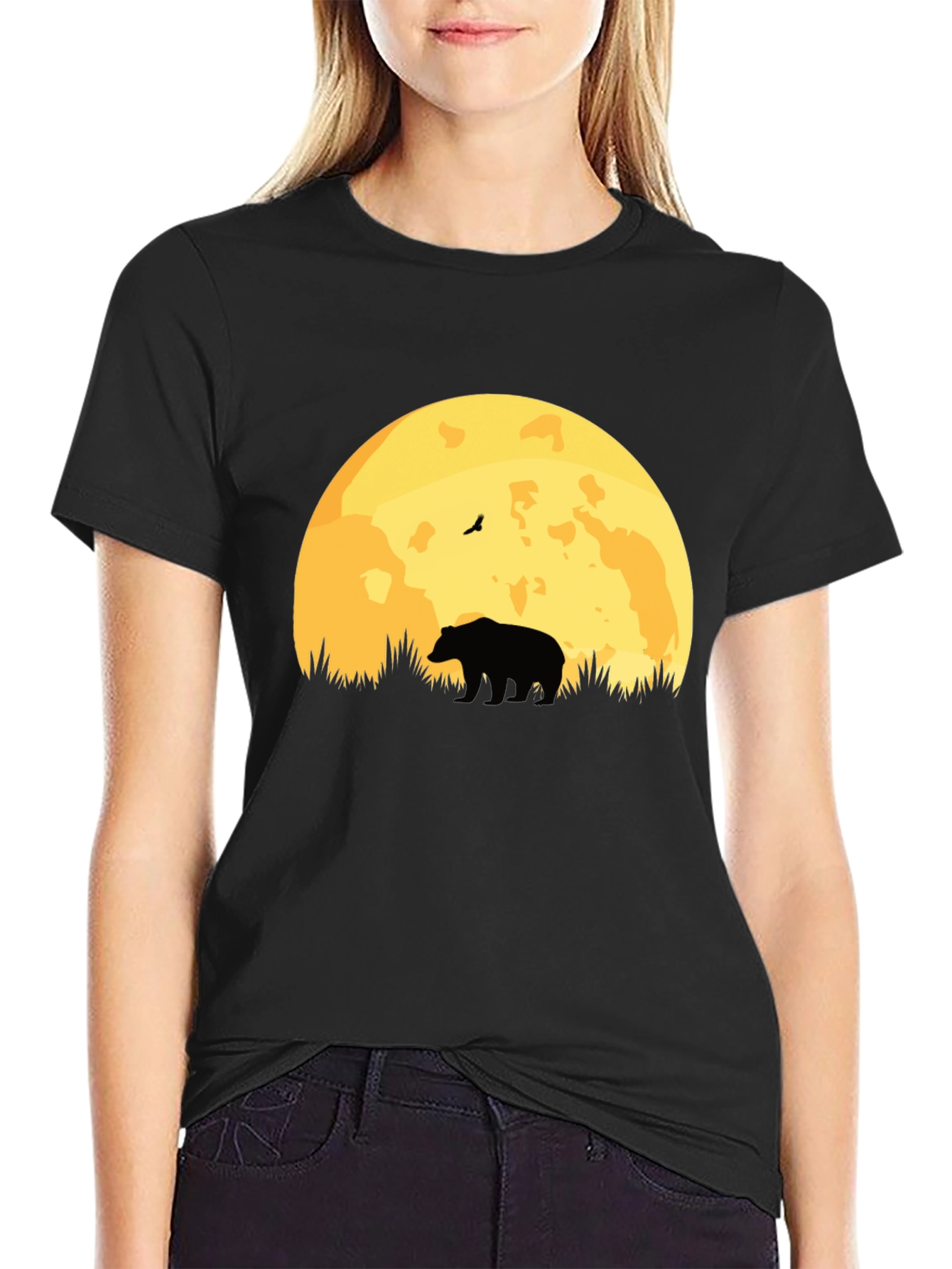 Black Bear Moon Silhouette T-Shirt - Nature Lover's Tee view 2