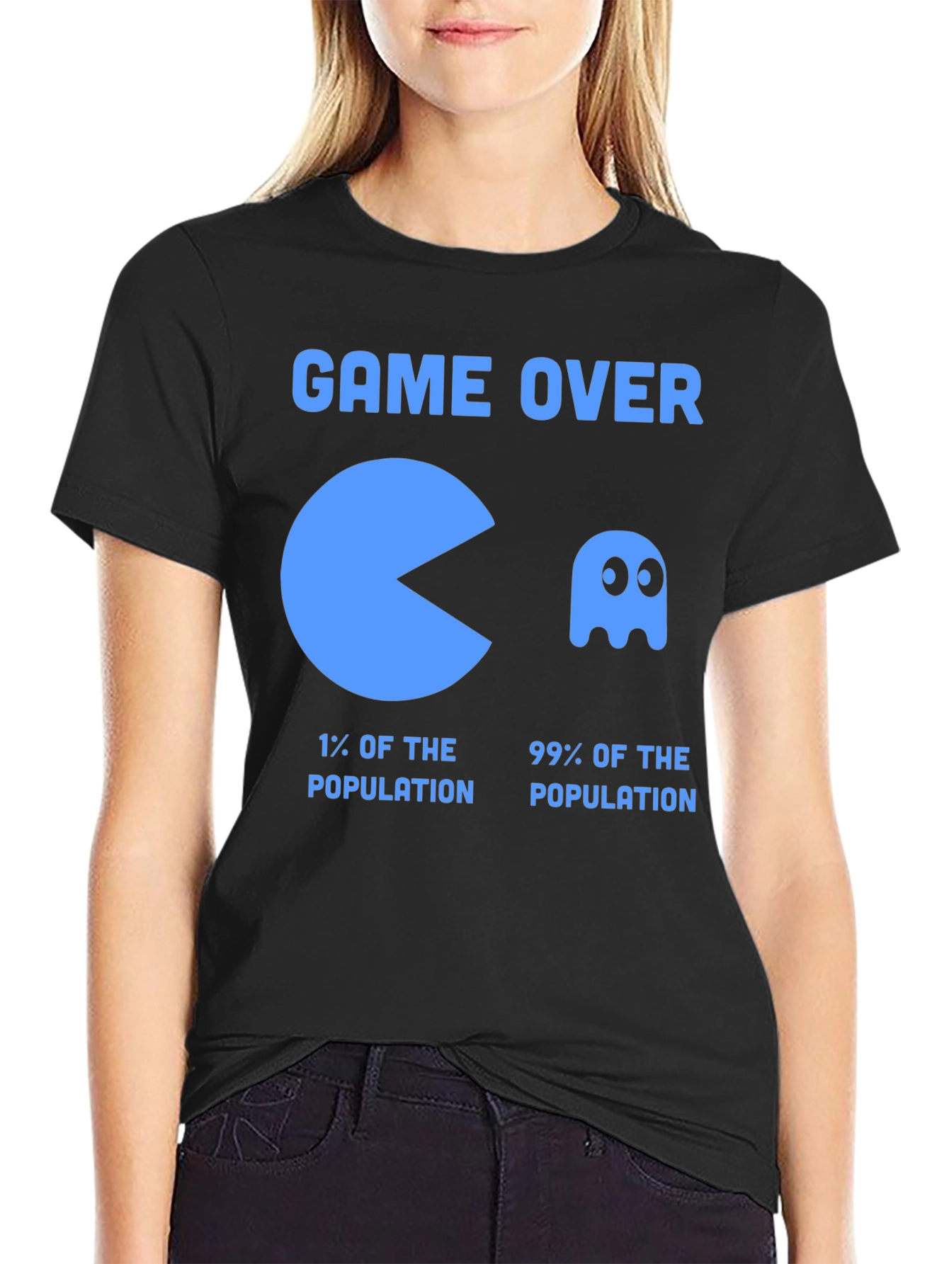 Black Game Over Pac-Man T-Shirt Funny Gamer Tee view 2