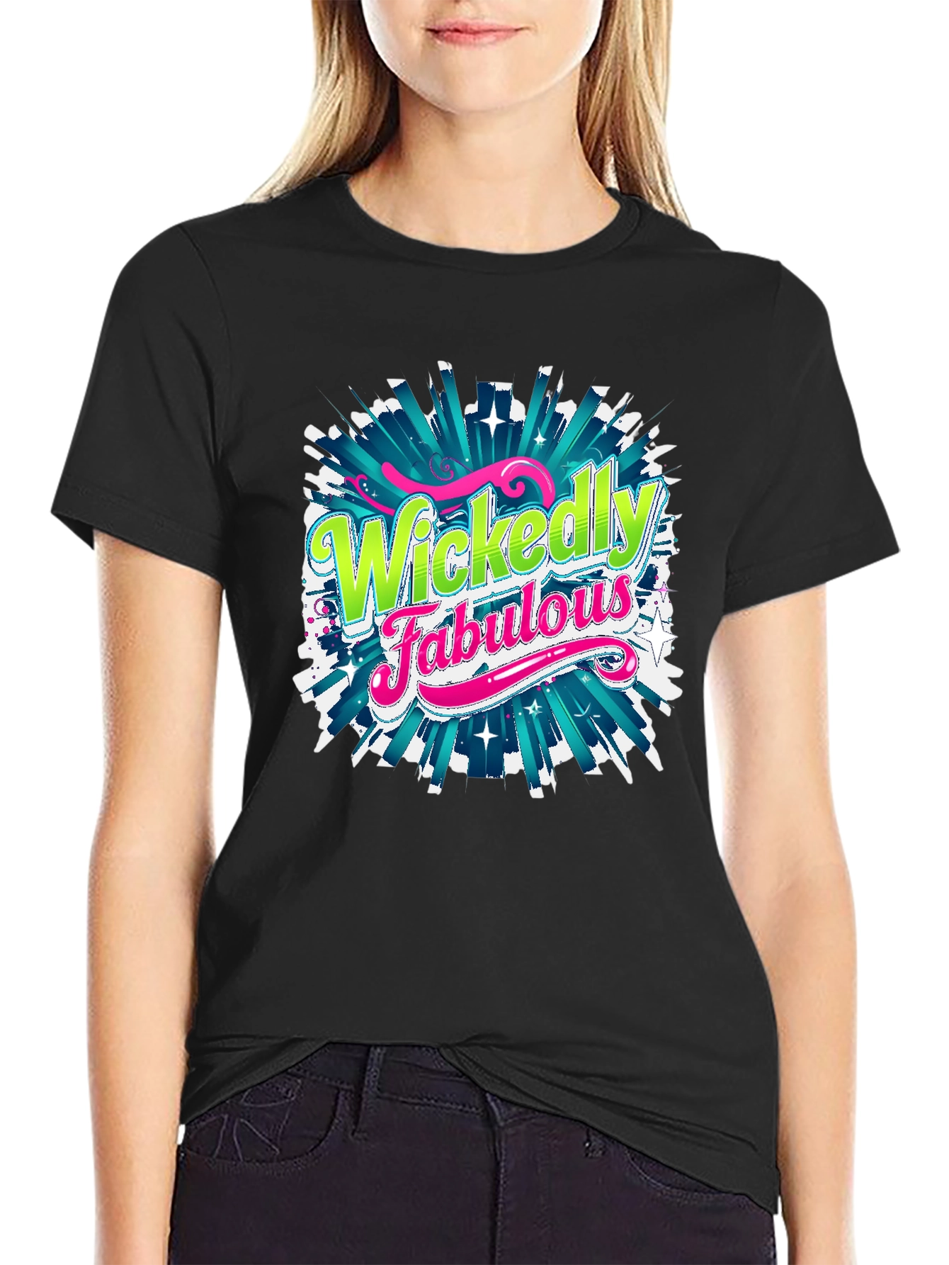 Black Wickedly Fabulous Graphic Tee - Black Cotton T-Shirt view 2