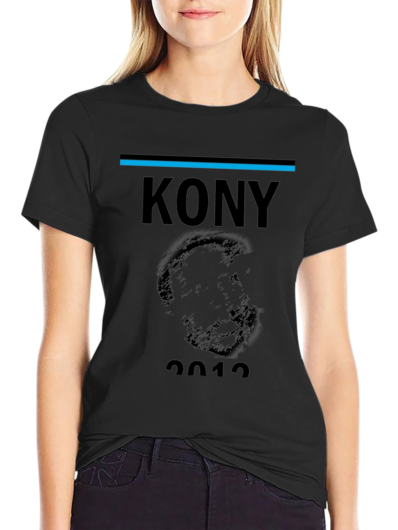 Black Kony 2012 Graphic Print Black T-Shirt view 2