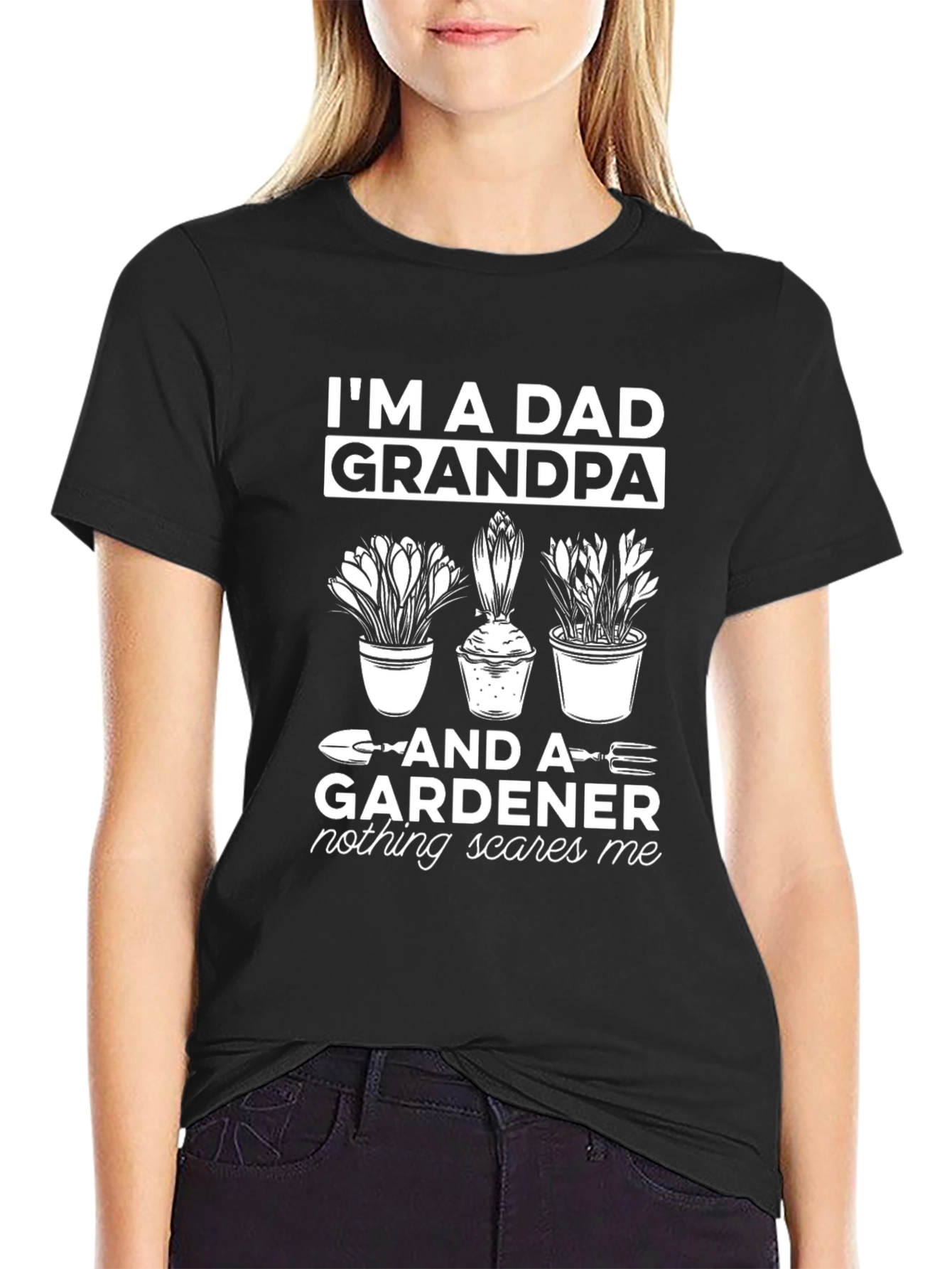 Black Dad Grandpa Gardener T-Shirt view 2