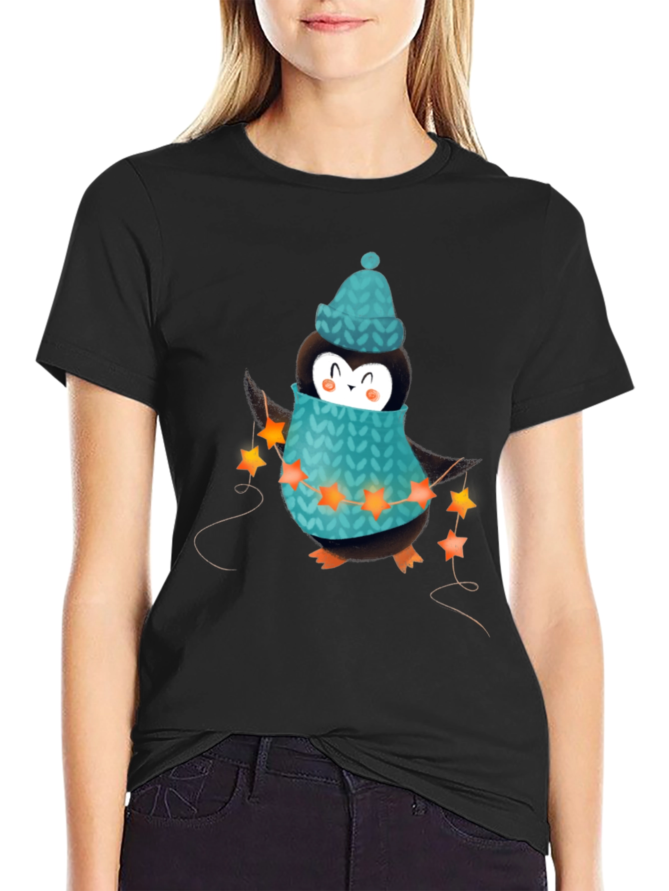 Black Festive Penguin T-Shirt - Holiday Ready! view 2