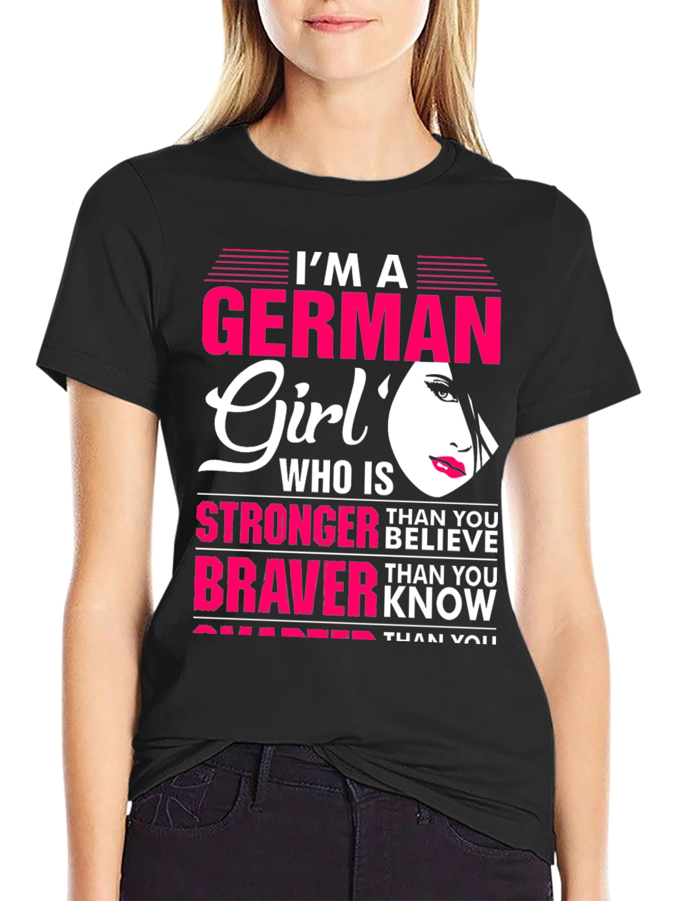 Black German Girl Graphic T-Shirt - Strong, Brave & Smart view 2