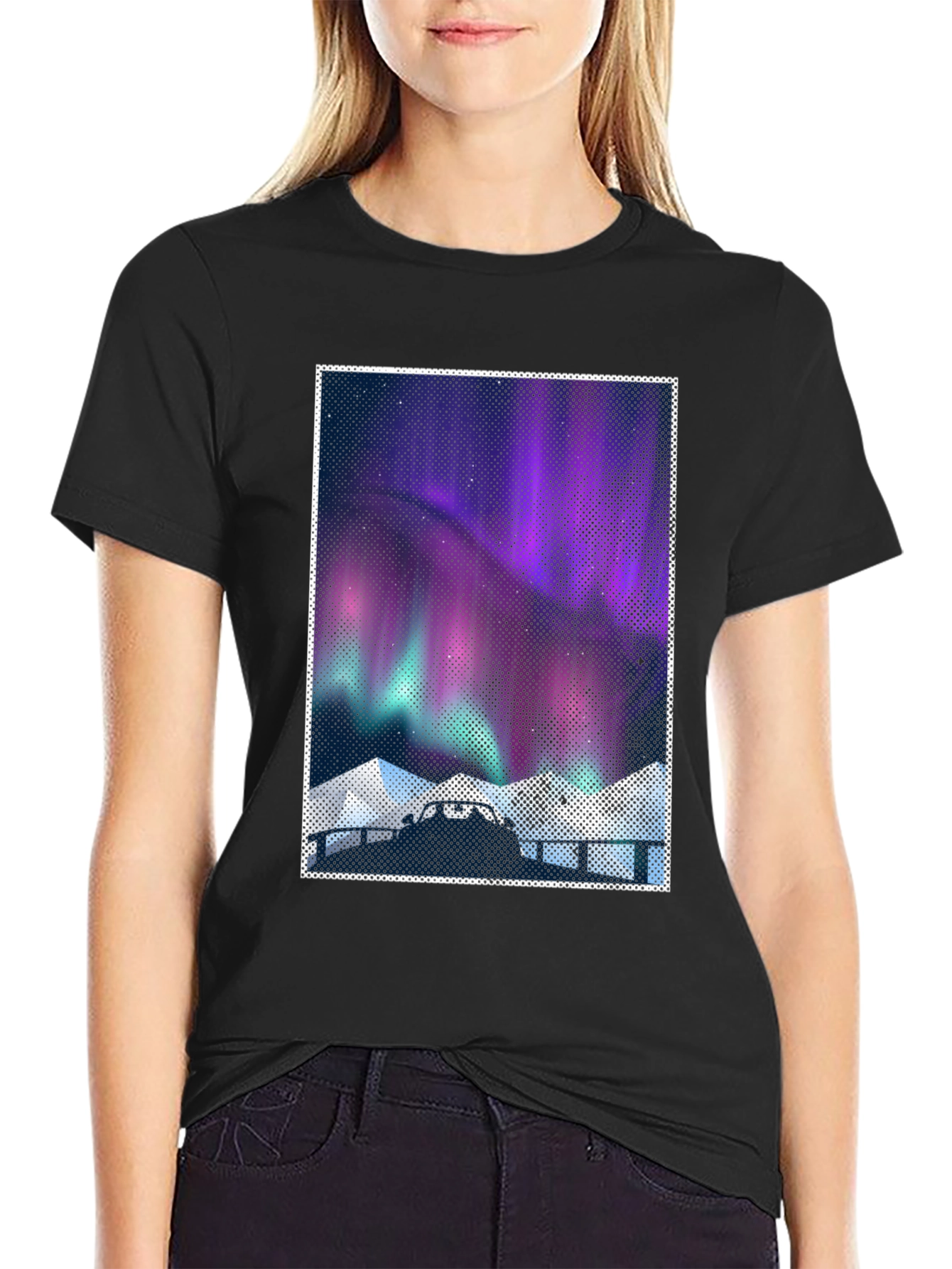 Northern Lights Graphic Tee - Men's Black T-Shirt - 2
