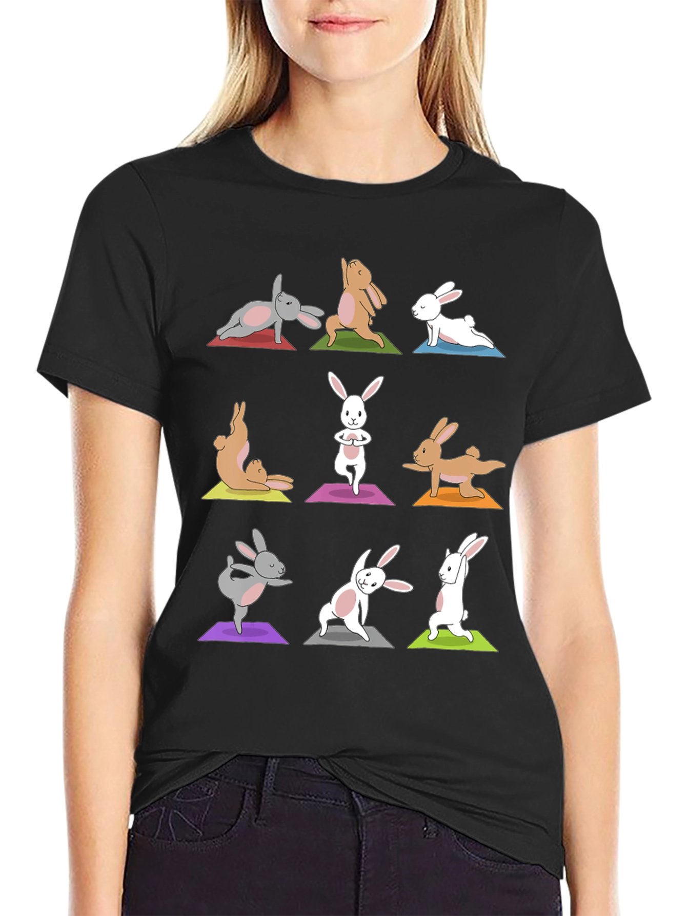 Black Yoga Bunny T-Shirt - Relax in Style view 2