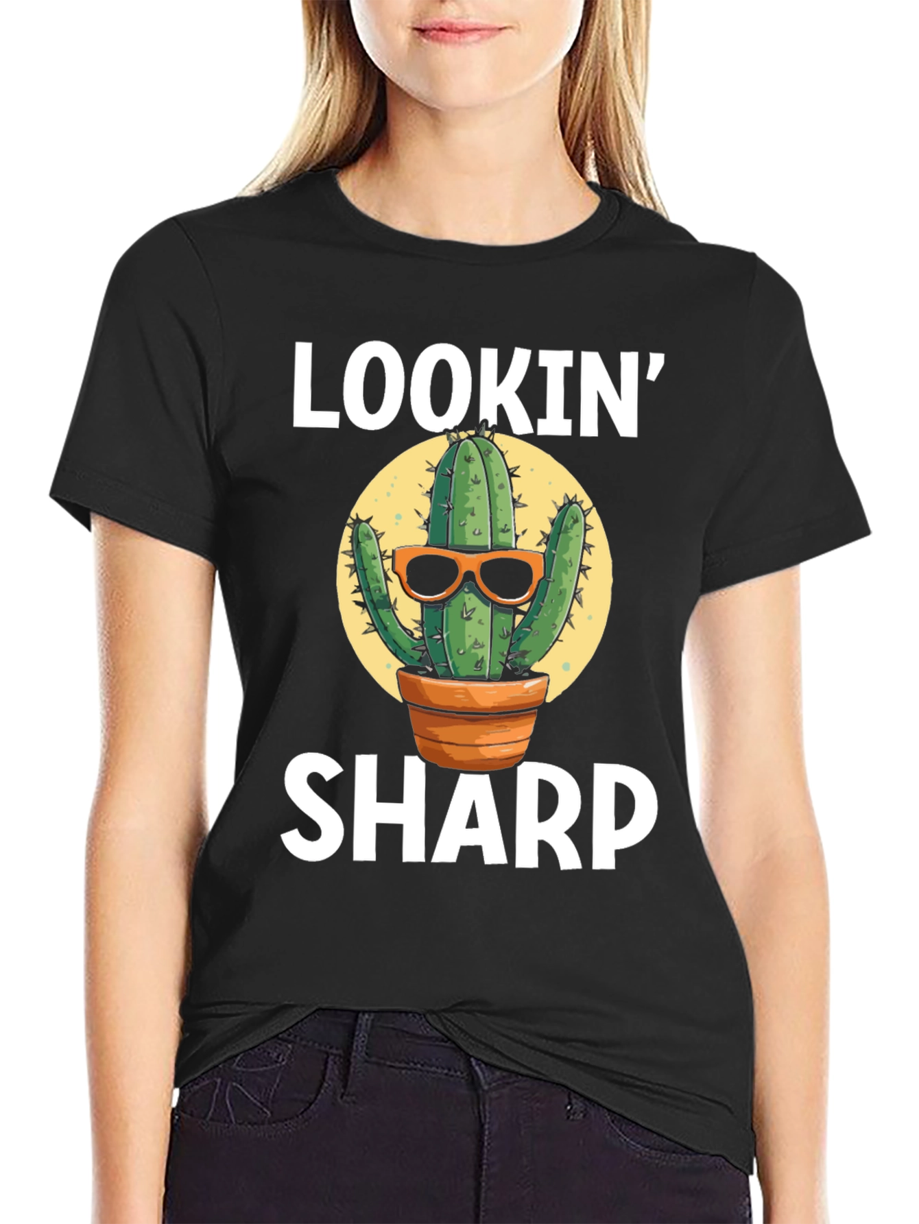 Black Lookin' Sharp Cactus Graphic T-Shirt view 2