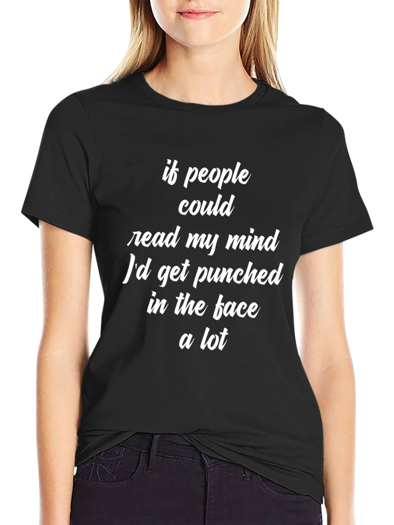 Black Funny Graphic Tee: "If People Could Read My Mind..." view 2
