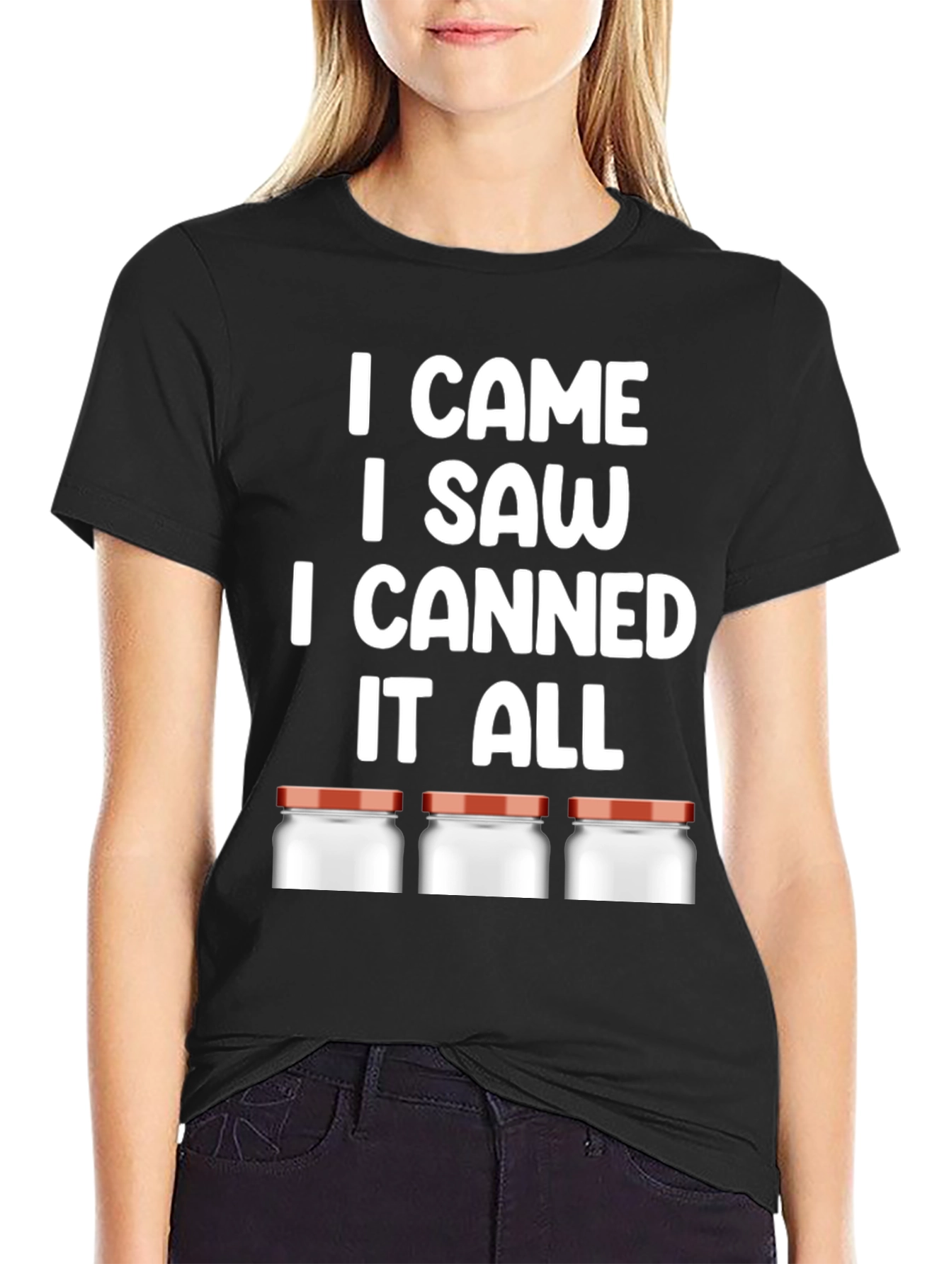 Black I CAME I SAW I CANNED T-Shirt view 2