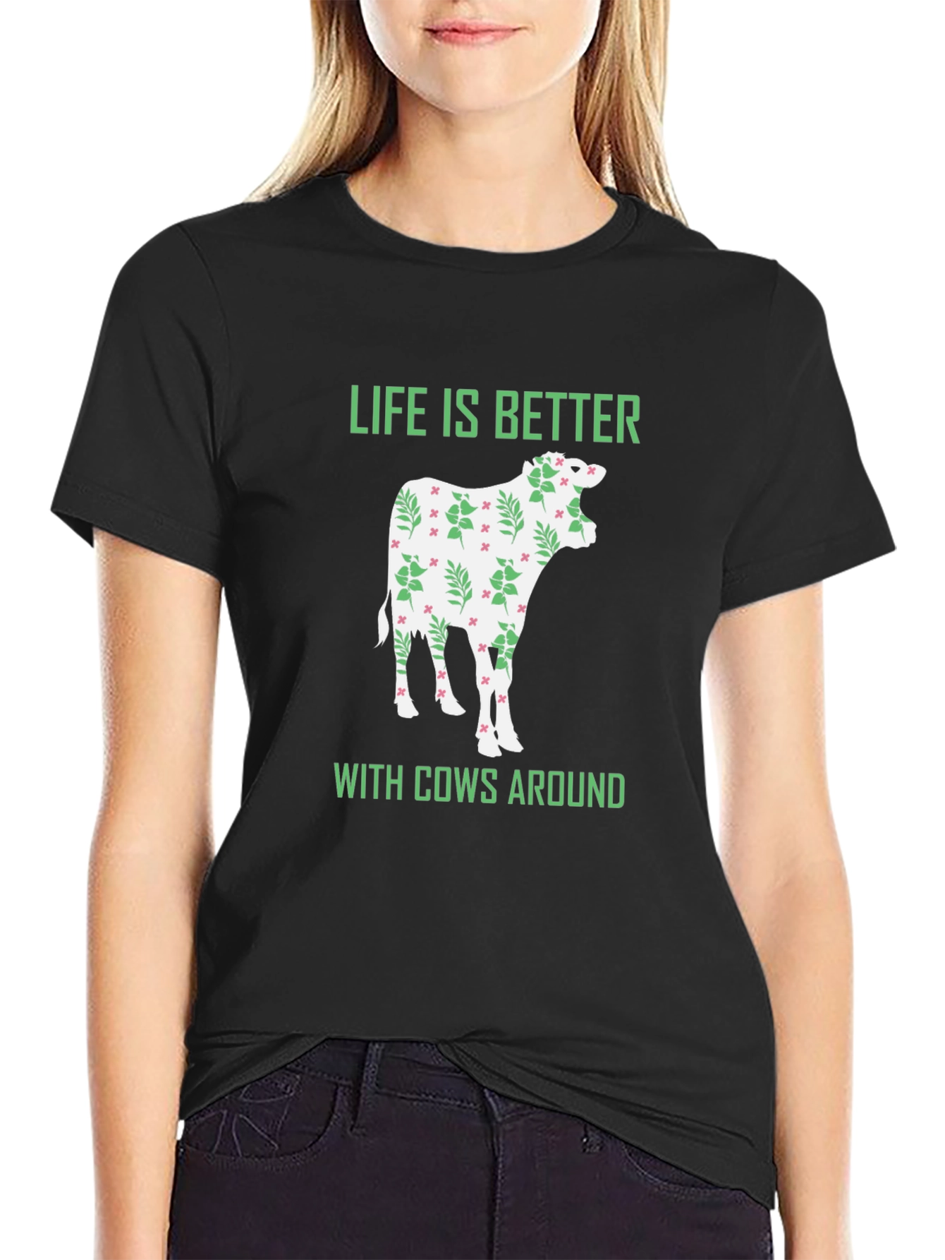 Black Life Is Better With Cows T-Shirt view 2