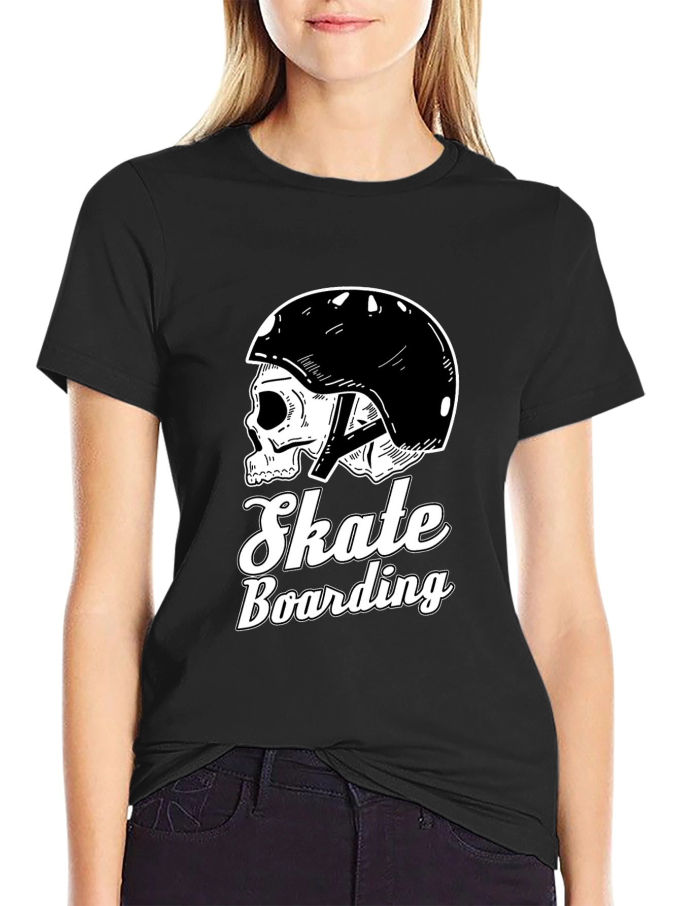 Black Skull Skateboarding T-Shirt view 2