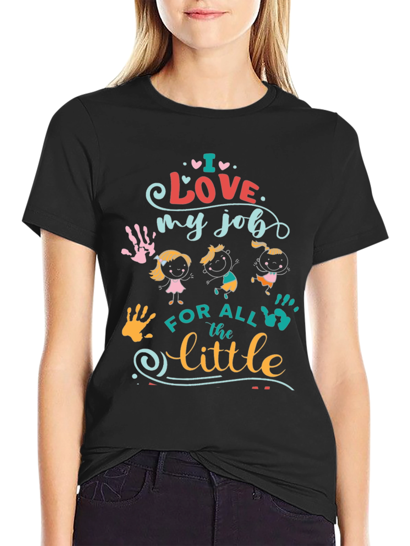 Black I Love My Job Teacher T-Shirt view 2