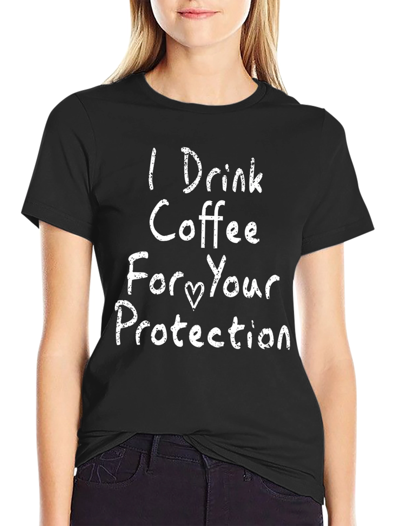 Black I Drink Coffee For Your Protection Black T-Shirt view 2