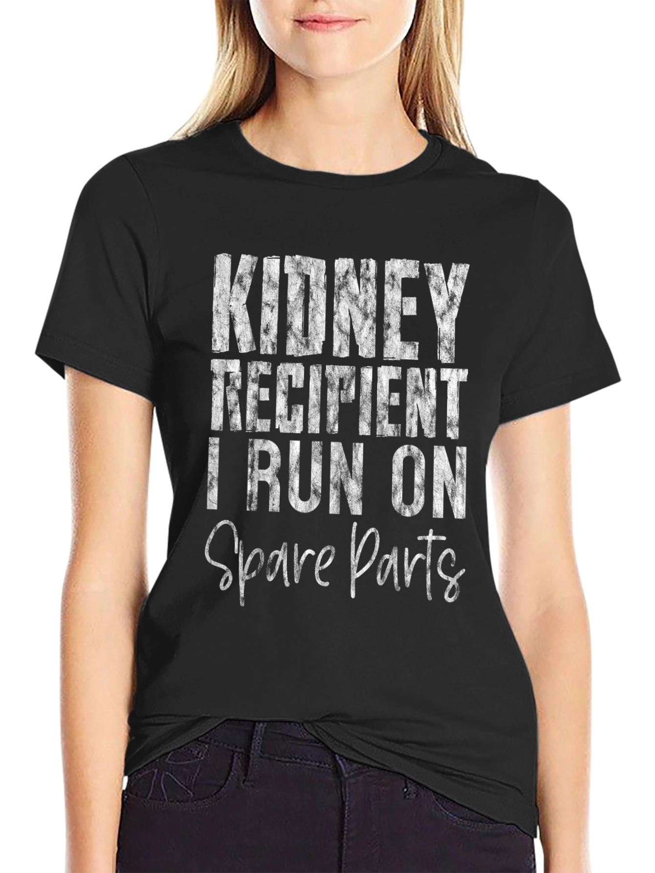 Black Kidney Recipient T-Shirt - Spare Parts Transplant Tee view 2
