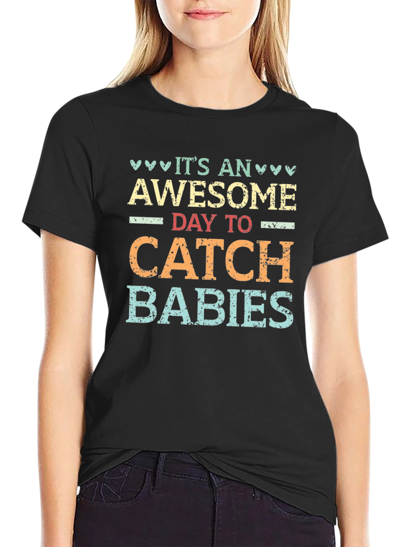 Black Awesome Day to Catch Babies Graphic T-Shirt view 2