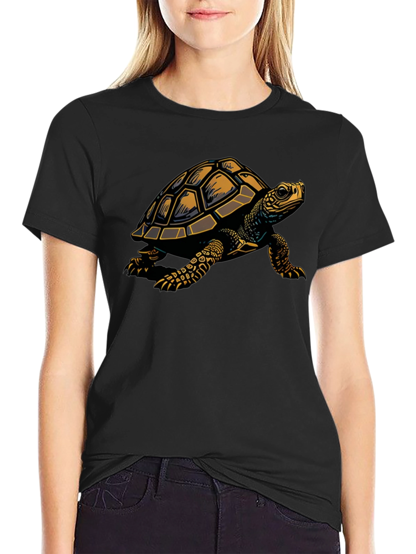Black Turtle Graphic Tee - Stylish Black Cotton Blend T-Shirt view 2