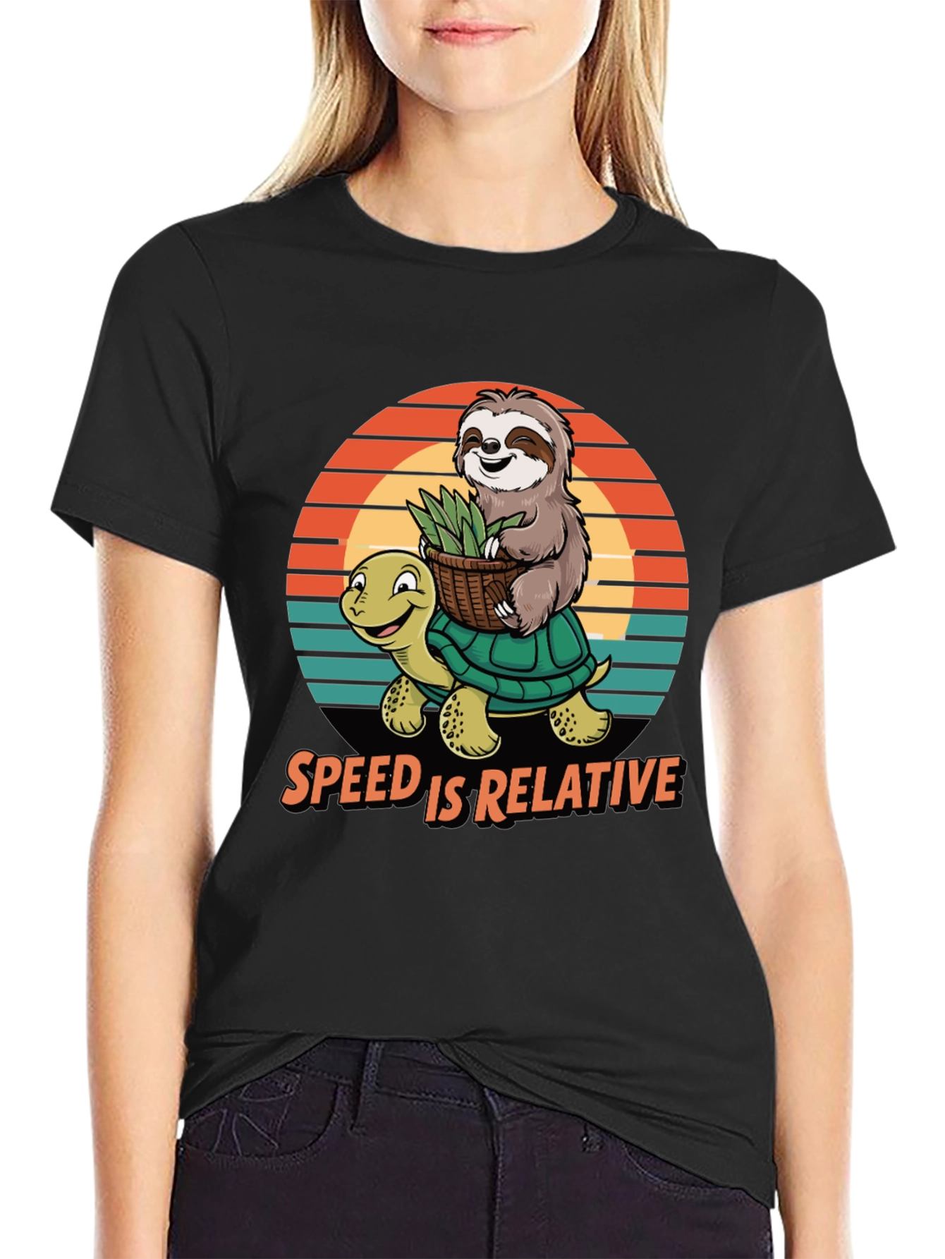 Black Speed is Relative Sloth & Turtle Graphic Tee view 2