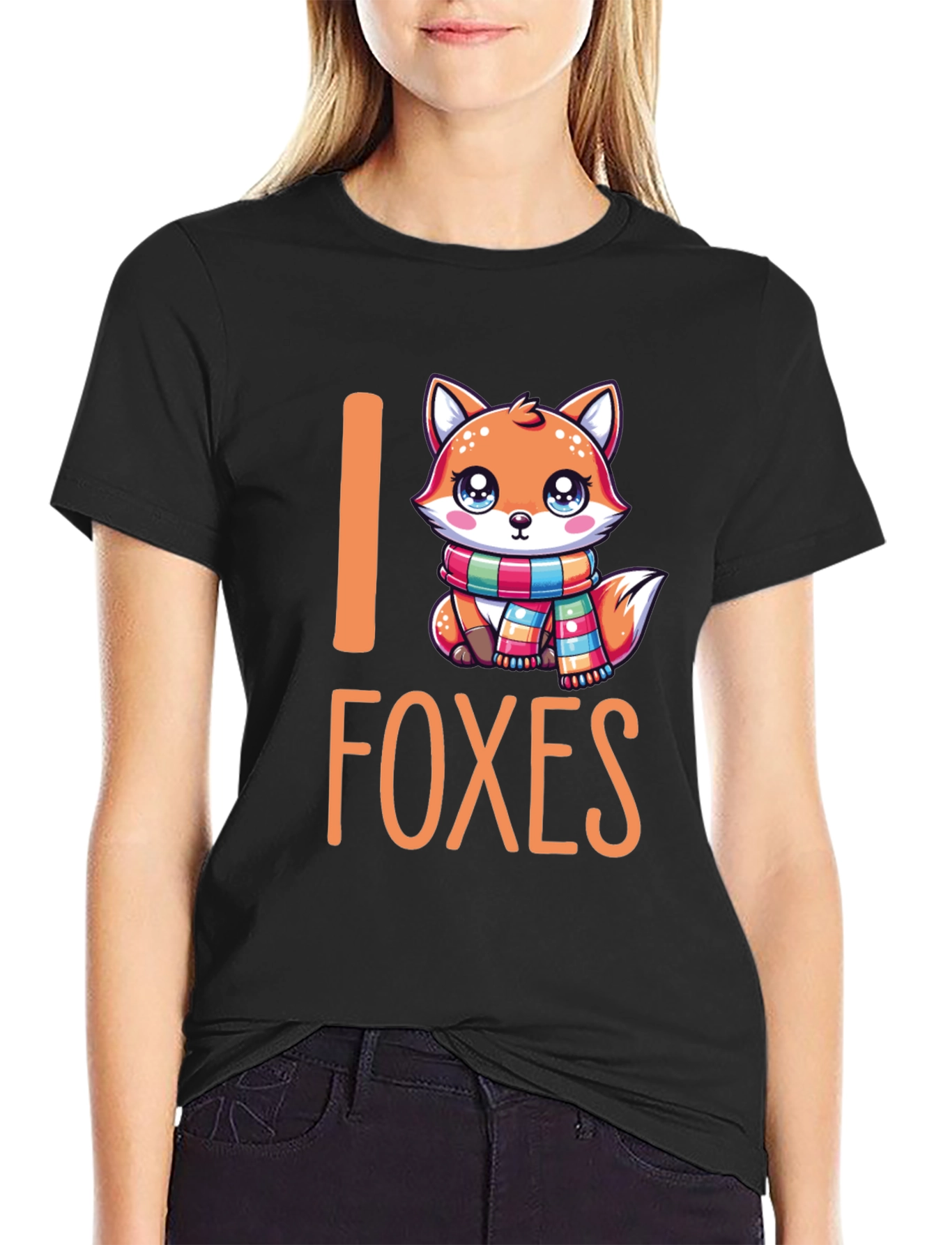 Black I Love Foxes Graphic T-Shirt view 2
