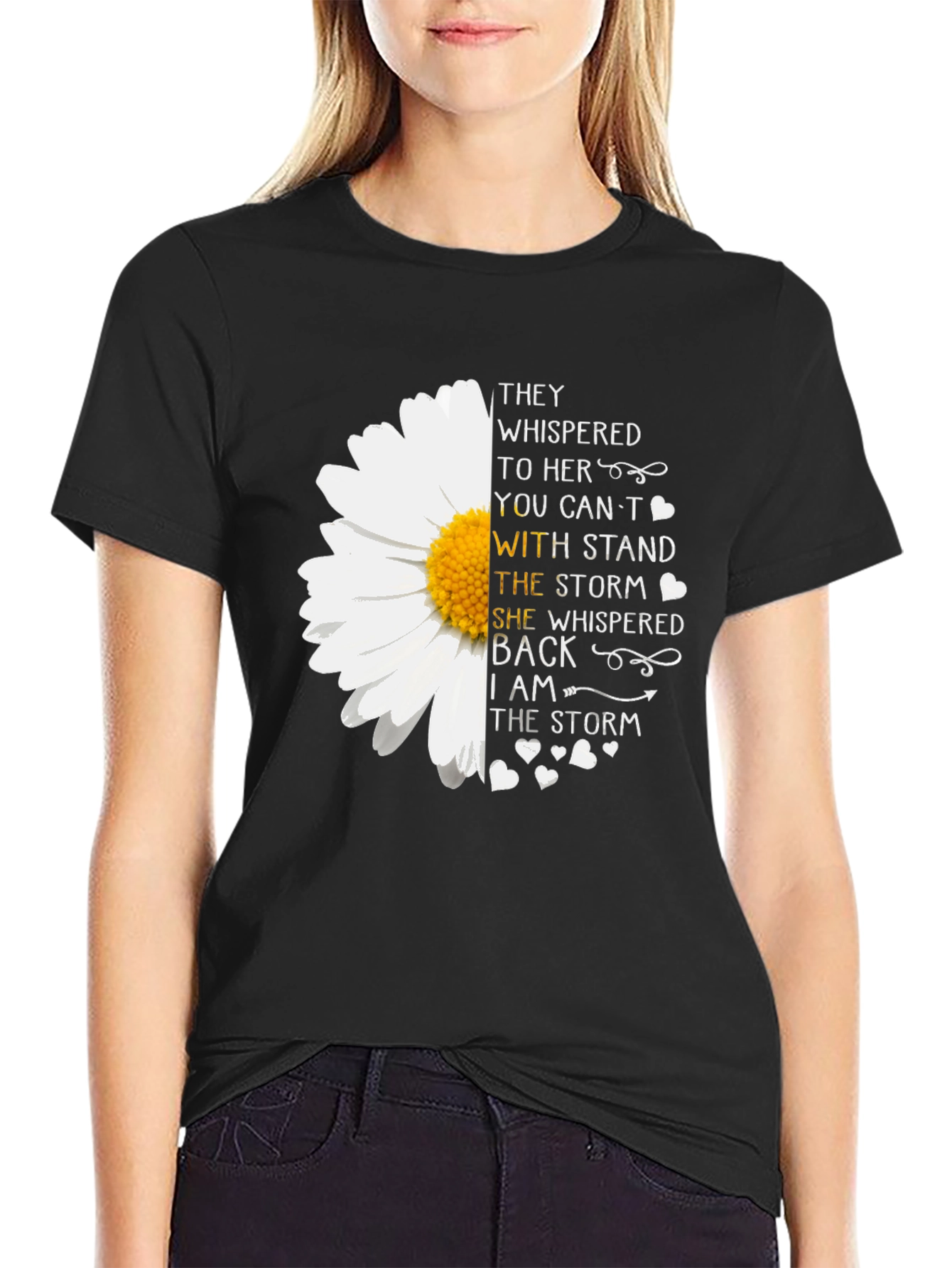 Black I Am The Storm T-Shirt - Floral Graphic Tee - Unisex view 2