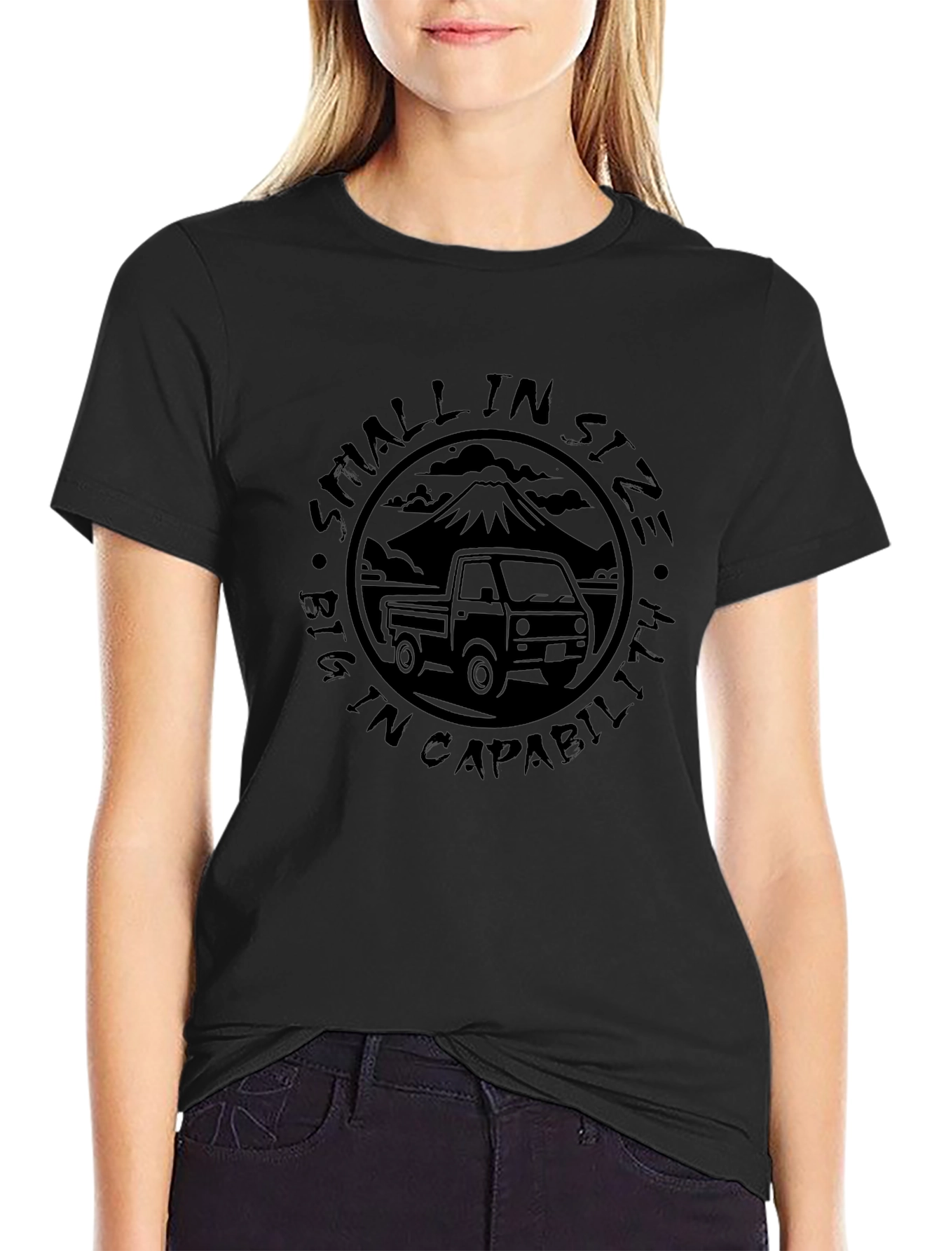 Black Small in Size Big in Capability Black T-Shirt view 2