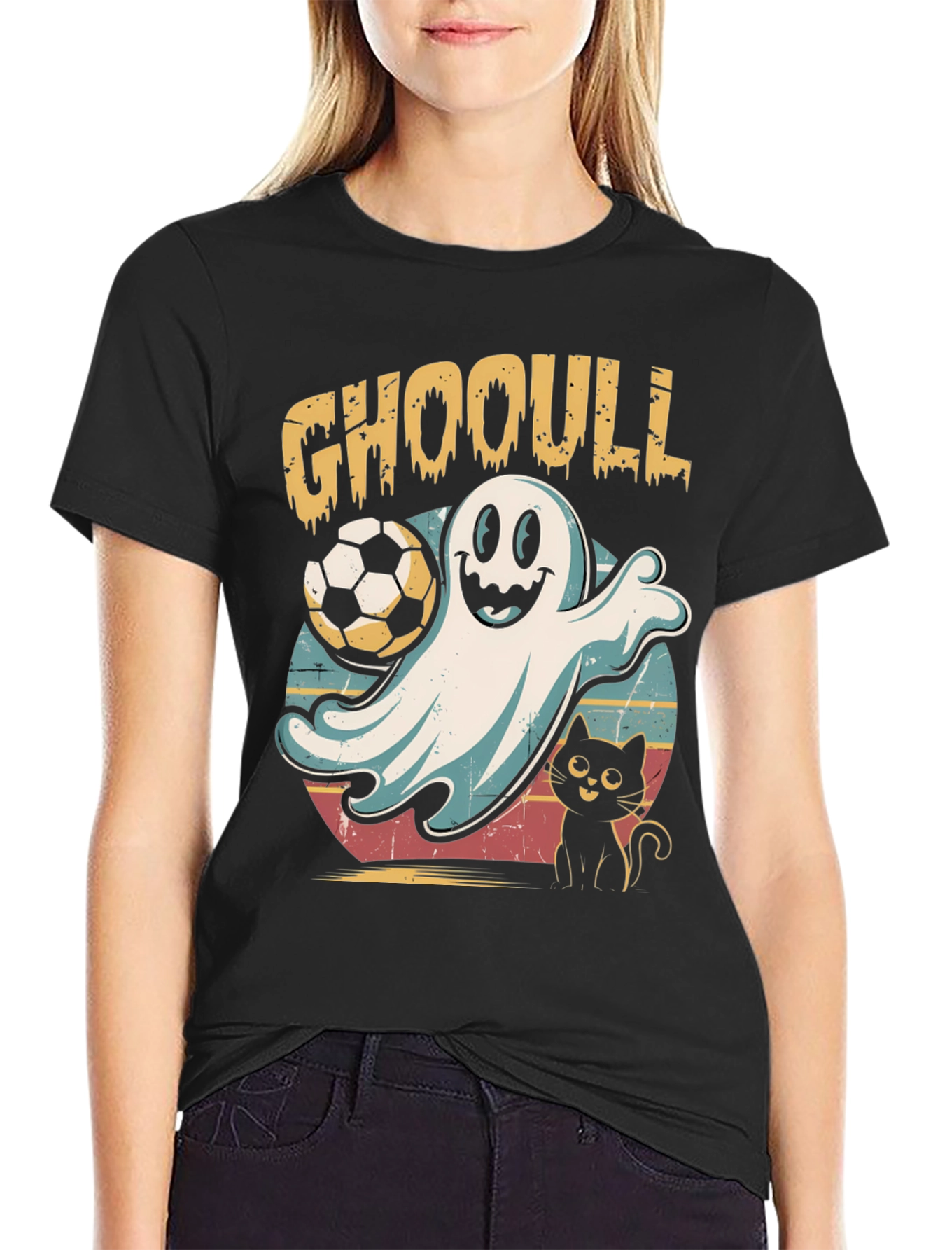 Black GHOOULL Soccer Ghost T-Shirt view 2