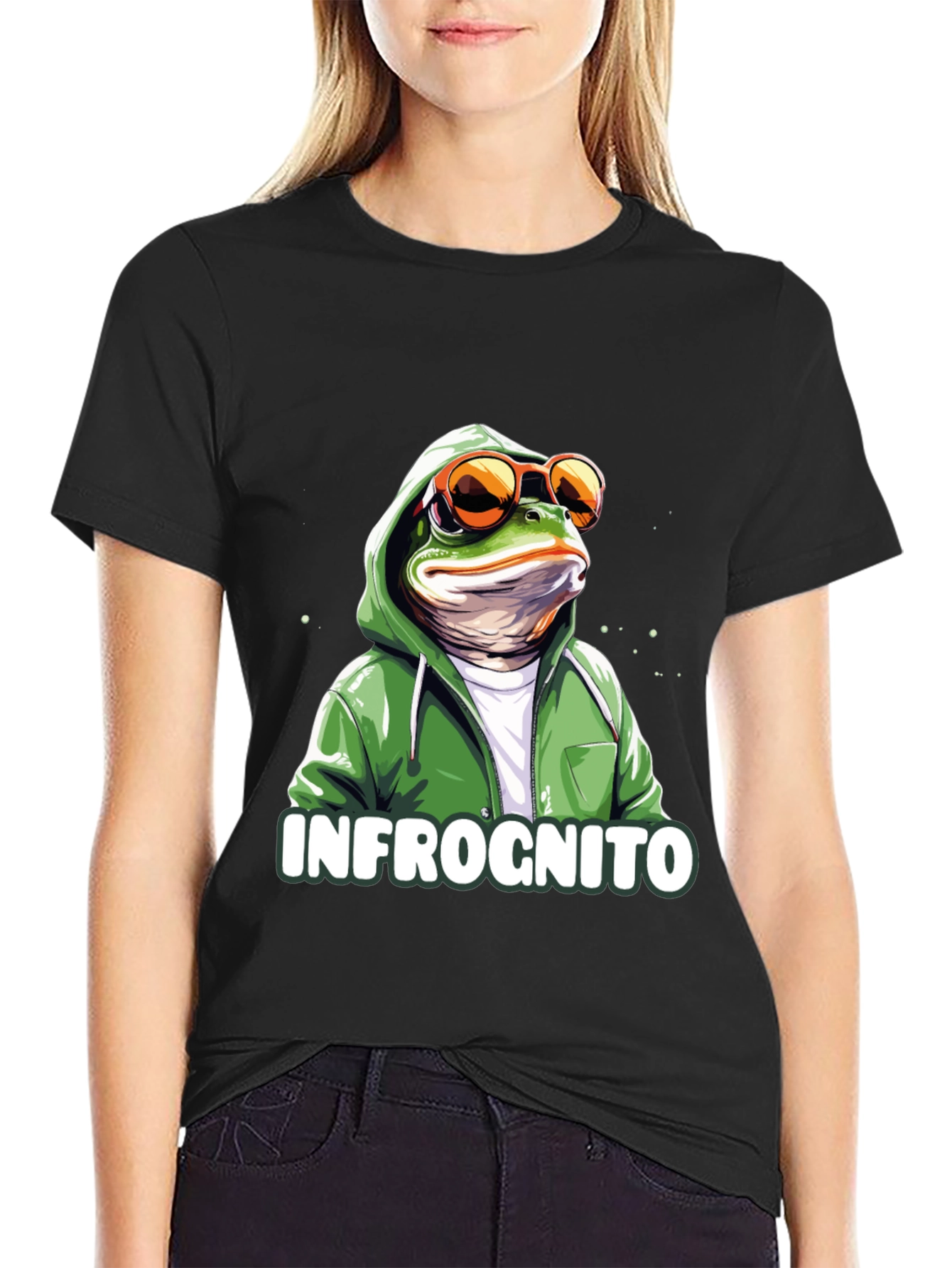 Black Infrognito Frog T-Shirt - Cool & Funny Design view 2