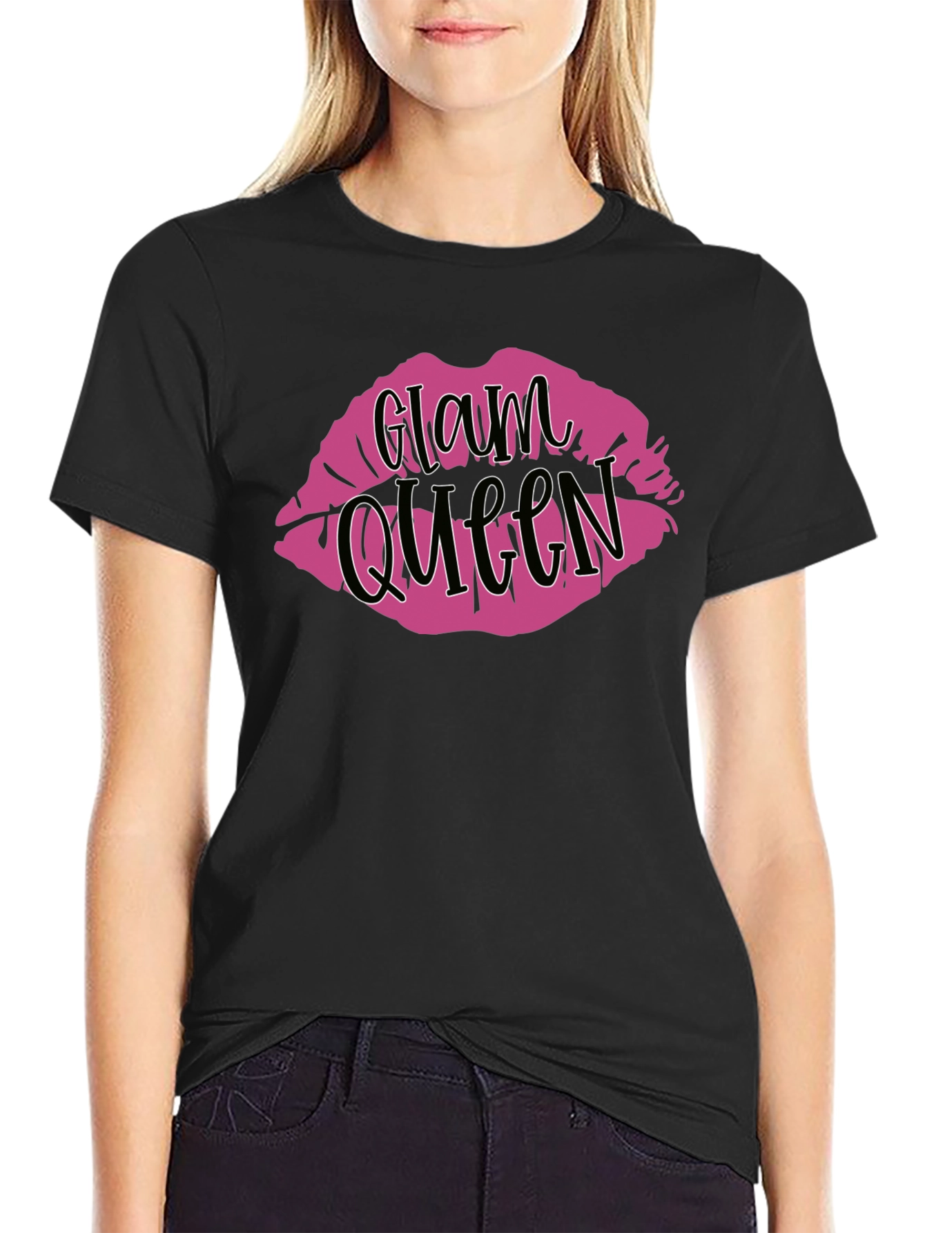 Black Glam Queen Lips Graphic T-Shirt view 2