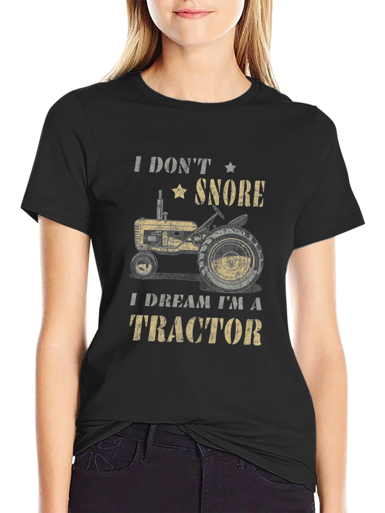 Black I Dream I'm A Tractor T-Shirt view 2