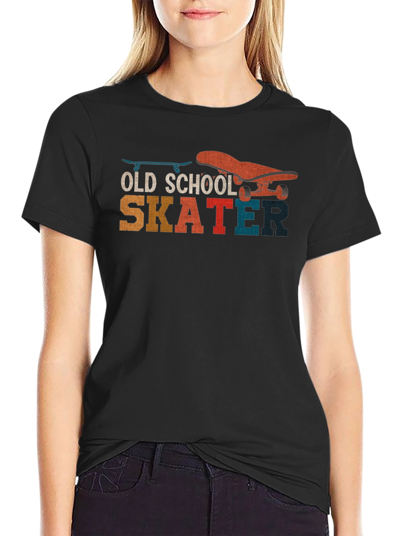 Black Old School Skater Graphic T-Shirt - Retro Style view 2
