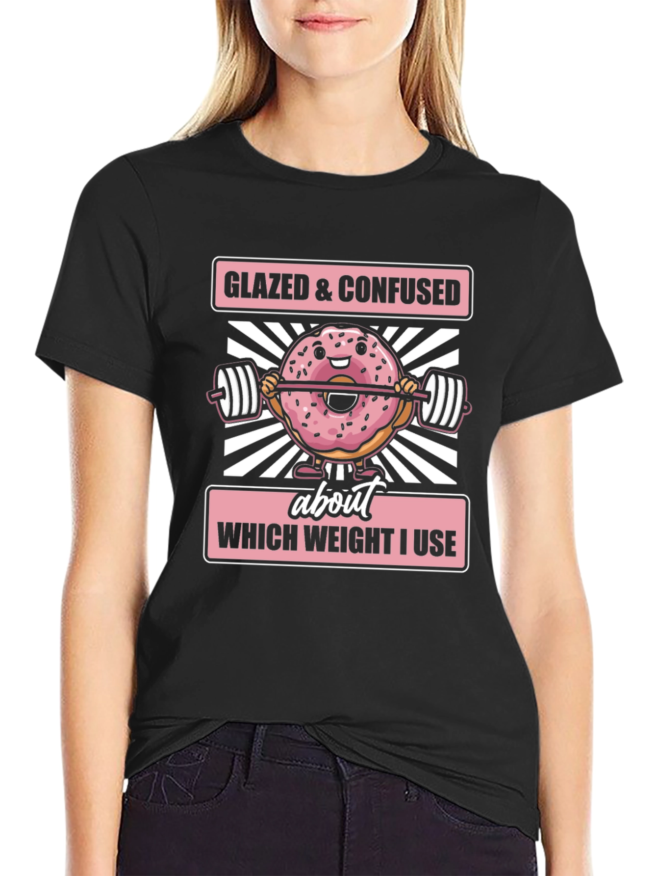 Black Glazed & Confused Donut Weightlifting T-Shirt view 2