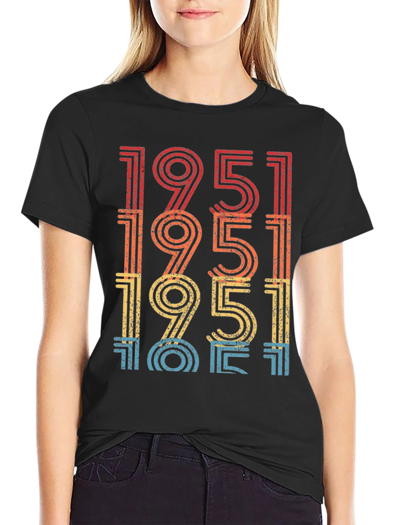 Black Retro 1951 Birthday T-Shirt view 2