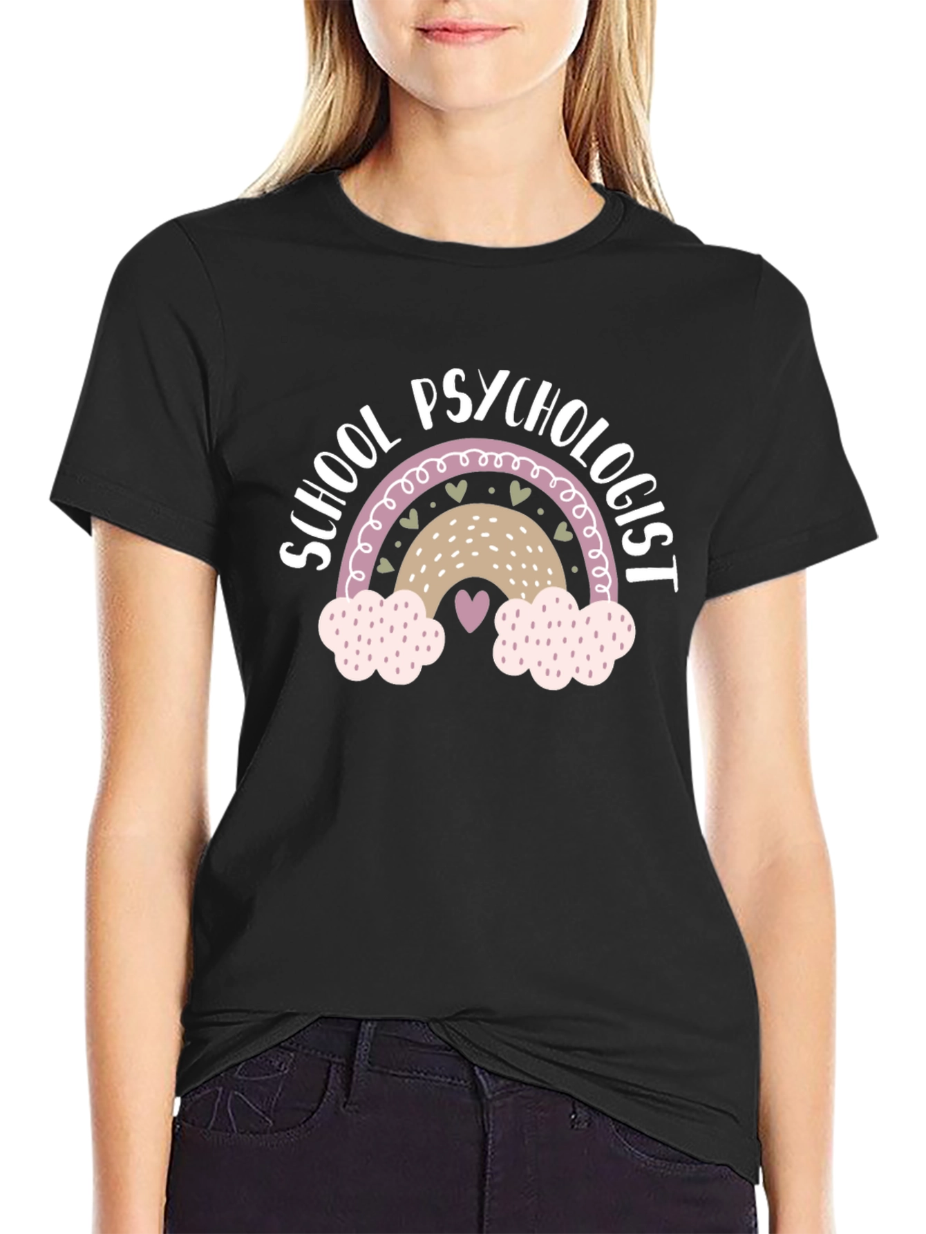 Black School Psychologist Rainbow T-Shirt view 2