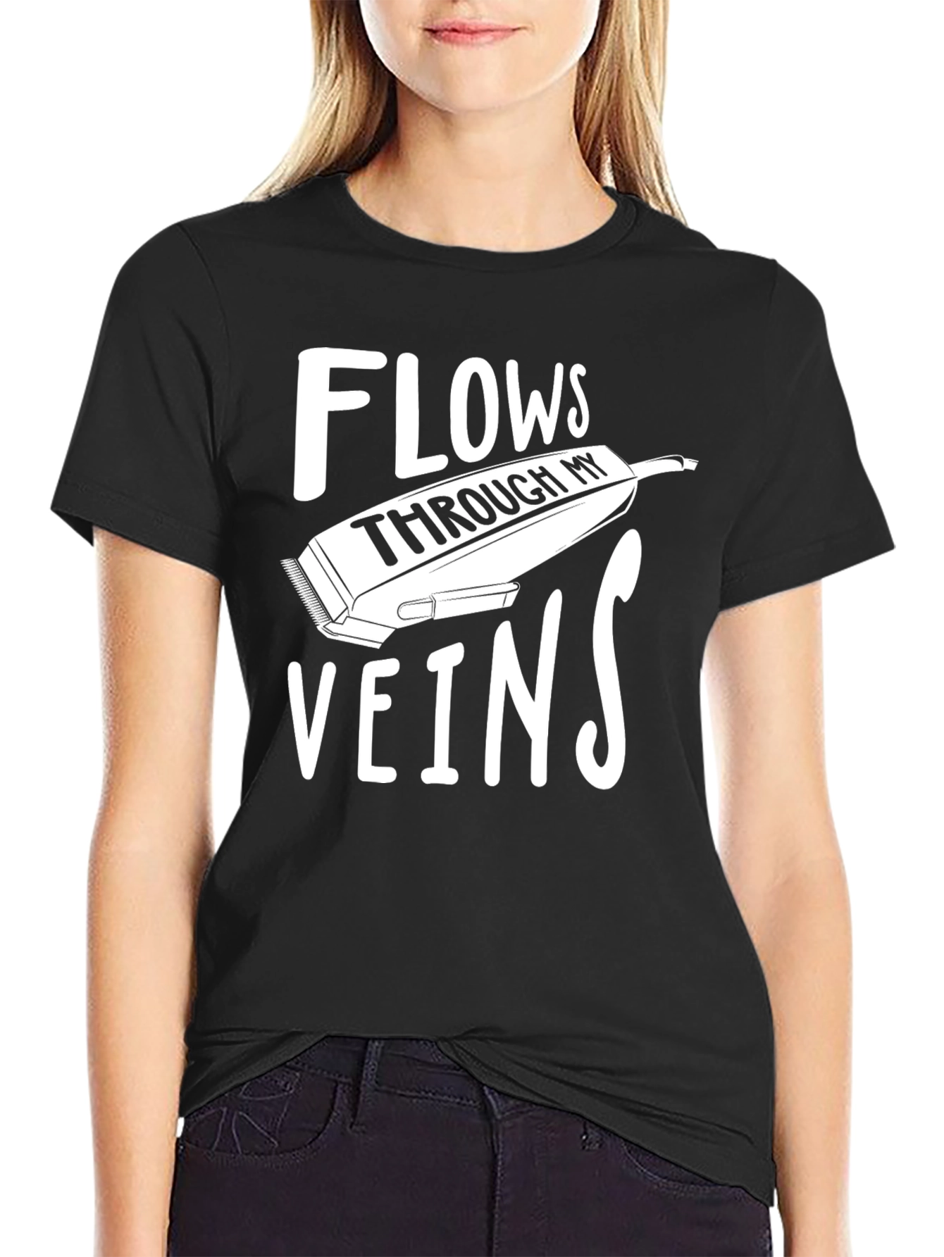 Black Flows Through My Veins Barber T-Shirt view 2