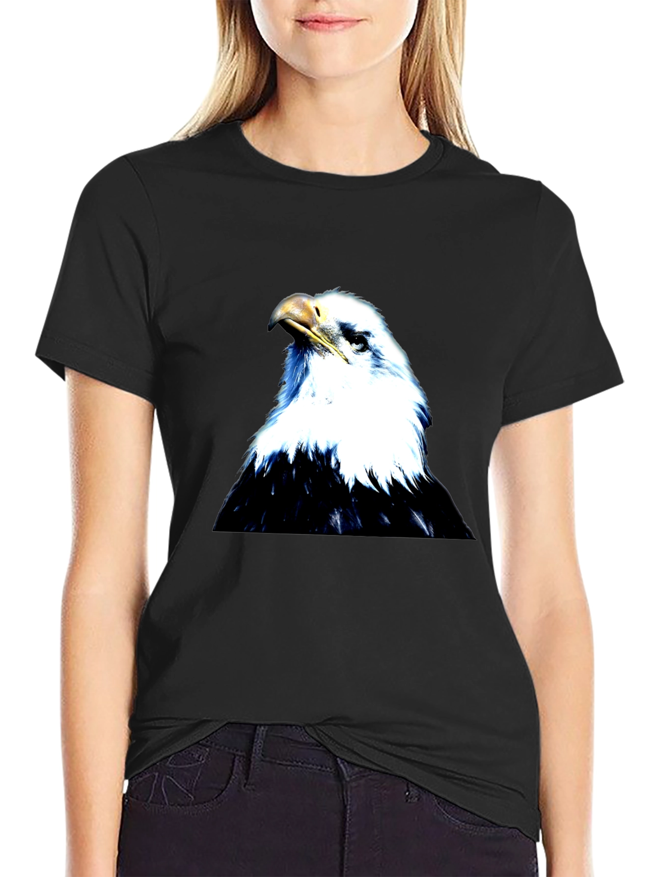 Black Eagle Graphic Black T-Shirt for Men view 2