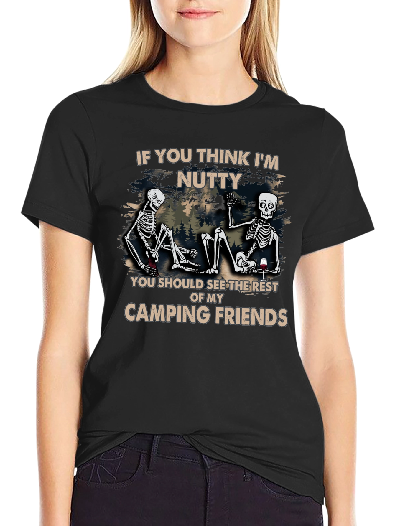 Black Camping Friends Graphic T-Shirt view 2