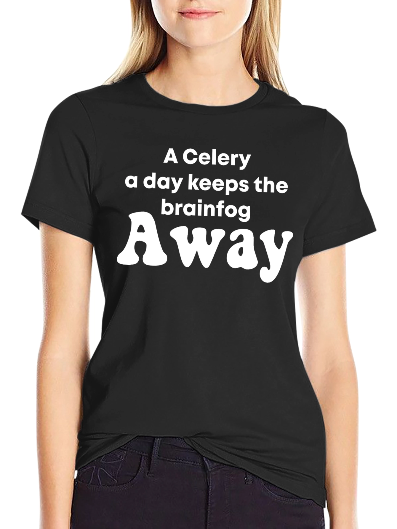 Black Celery Brainfog Away T-Shirt Funny Foodie Tee view 2