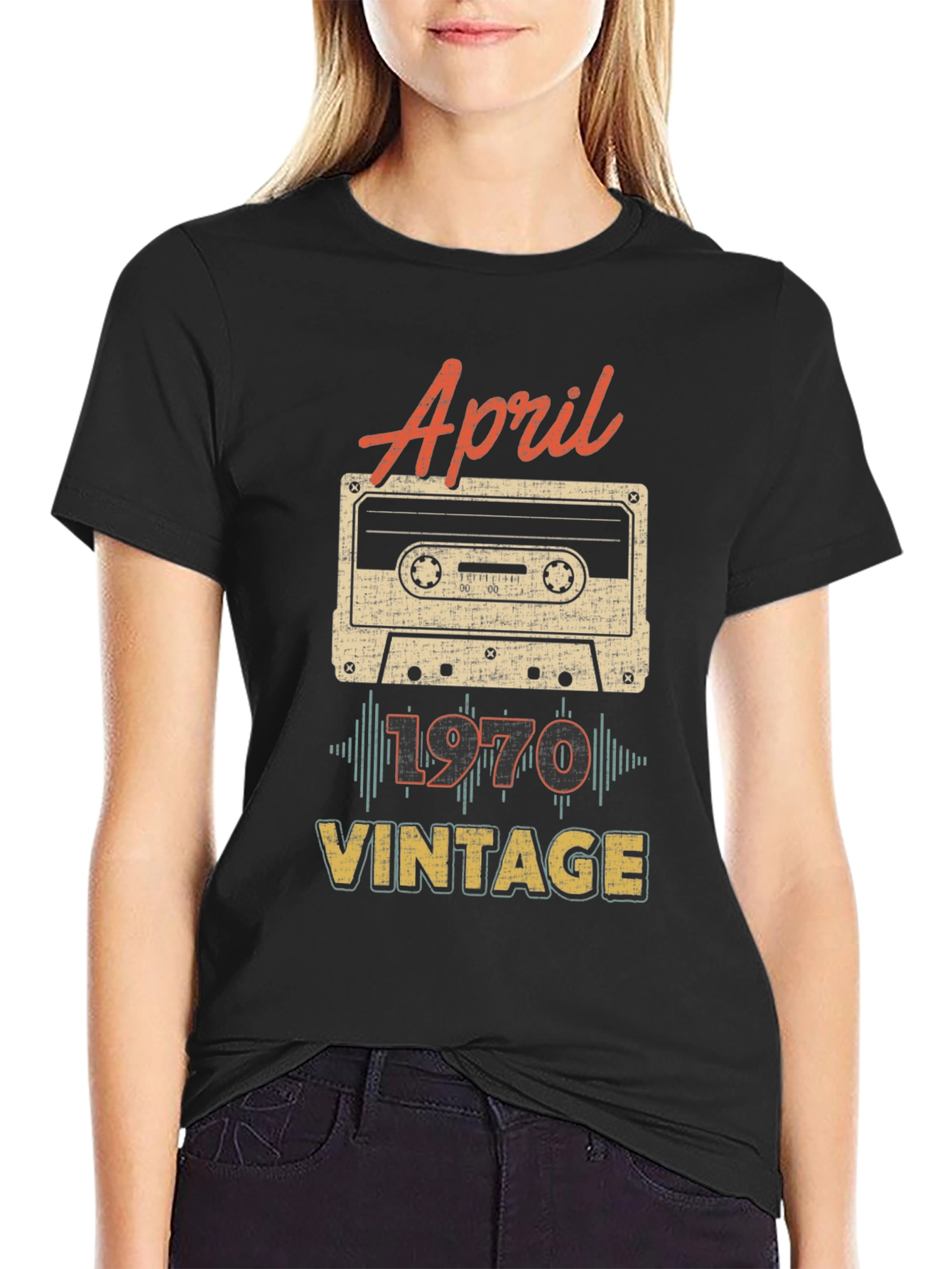 Black April 1970 Vintage Cassette T-Shirt view 2