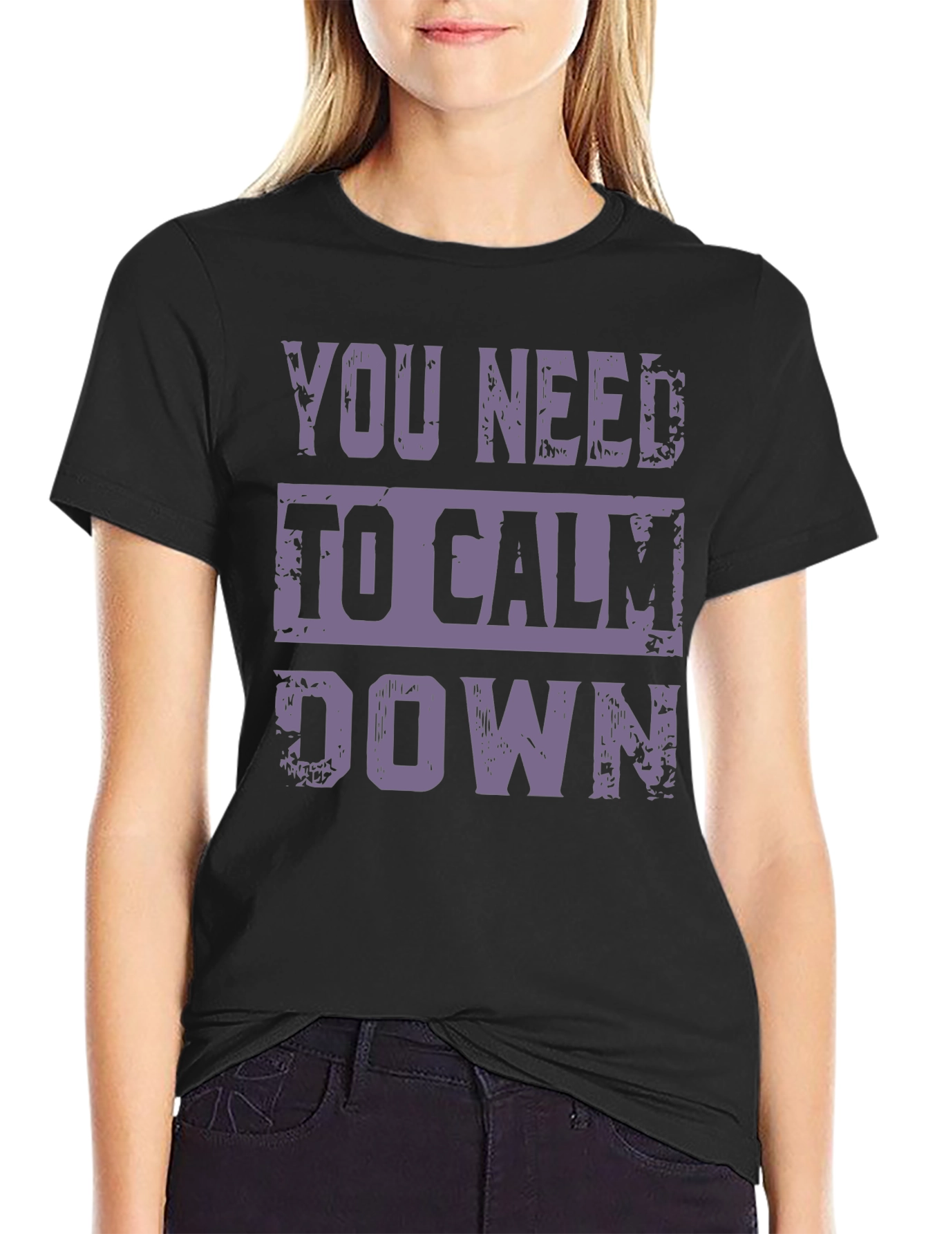 Black You Need To Calm Down Novelty Graphic Tee view 2