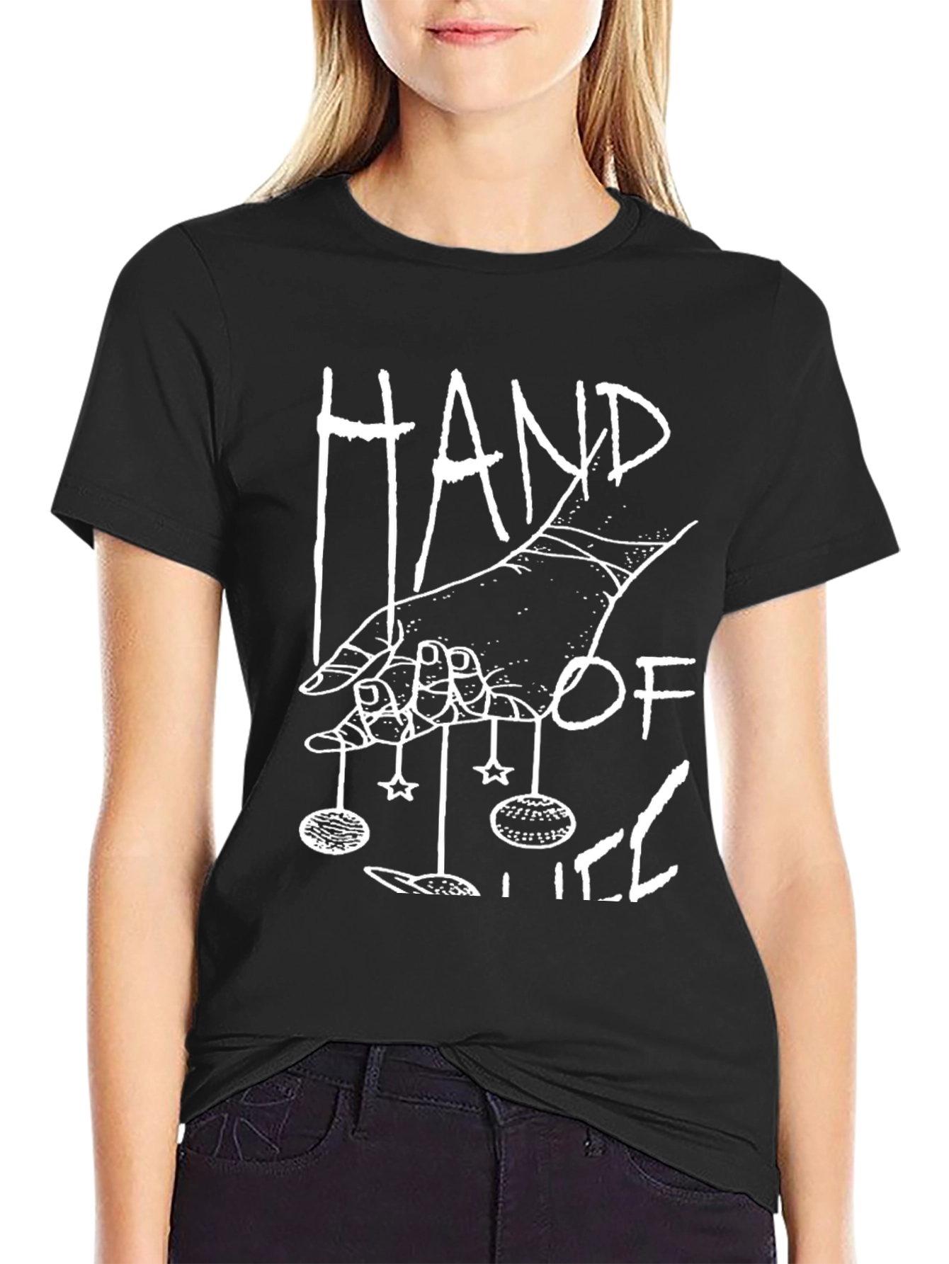 Black Hand of Hell Graphic Tee - Black view 2